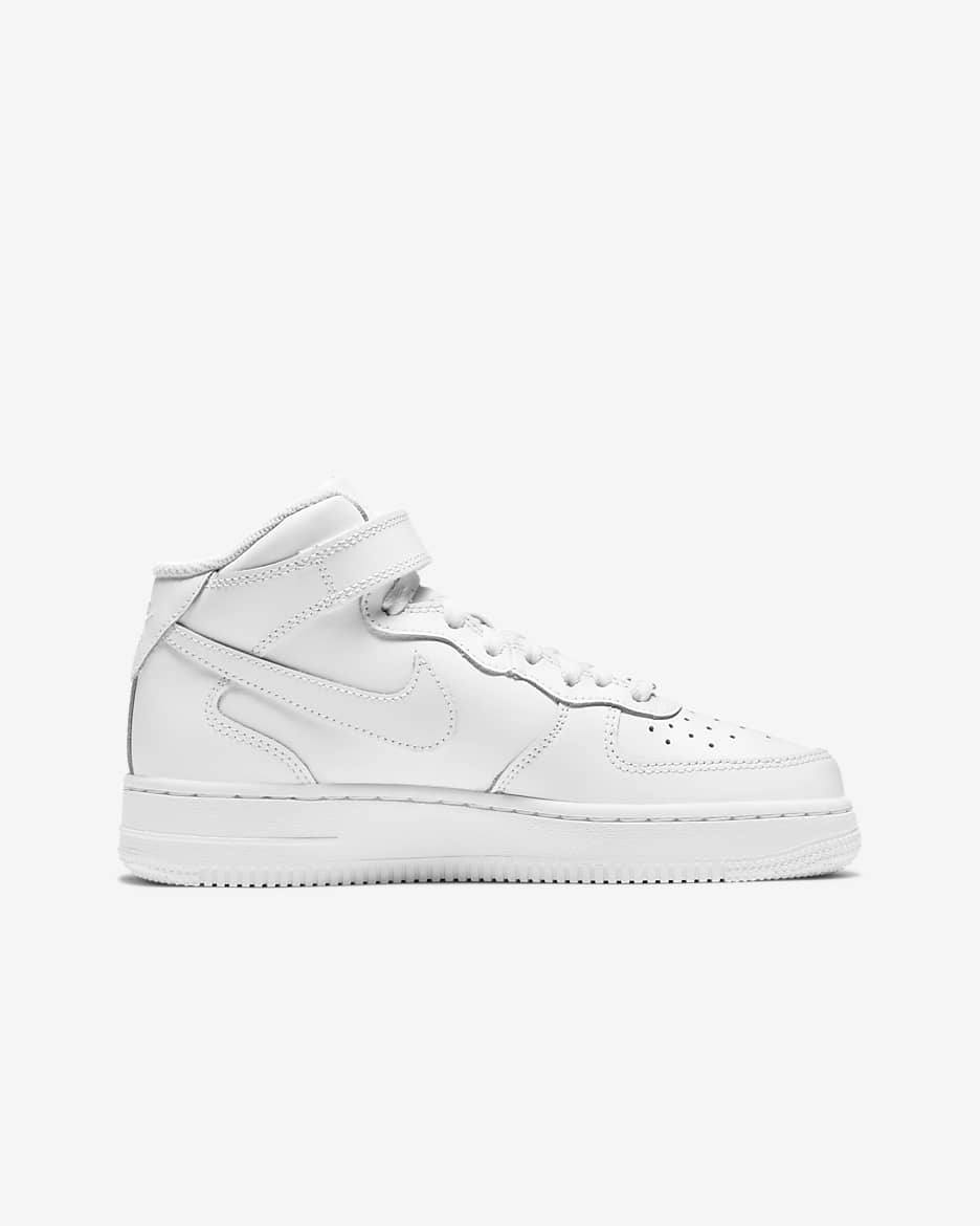 Nike Air Force 1 Mid LE Big Kids' Shoes - White/White