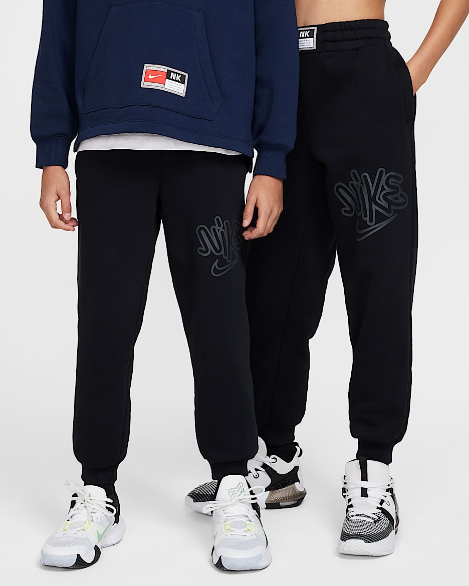 Nike Culture of Basketball Pants de básquetbol de tejido Fleece para niño talla grande - Negro/Gris humo oscuro