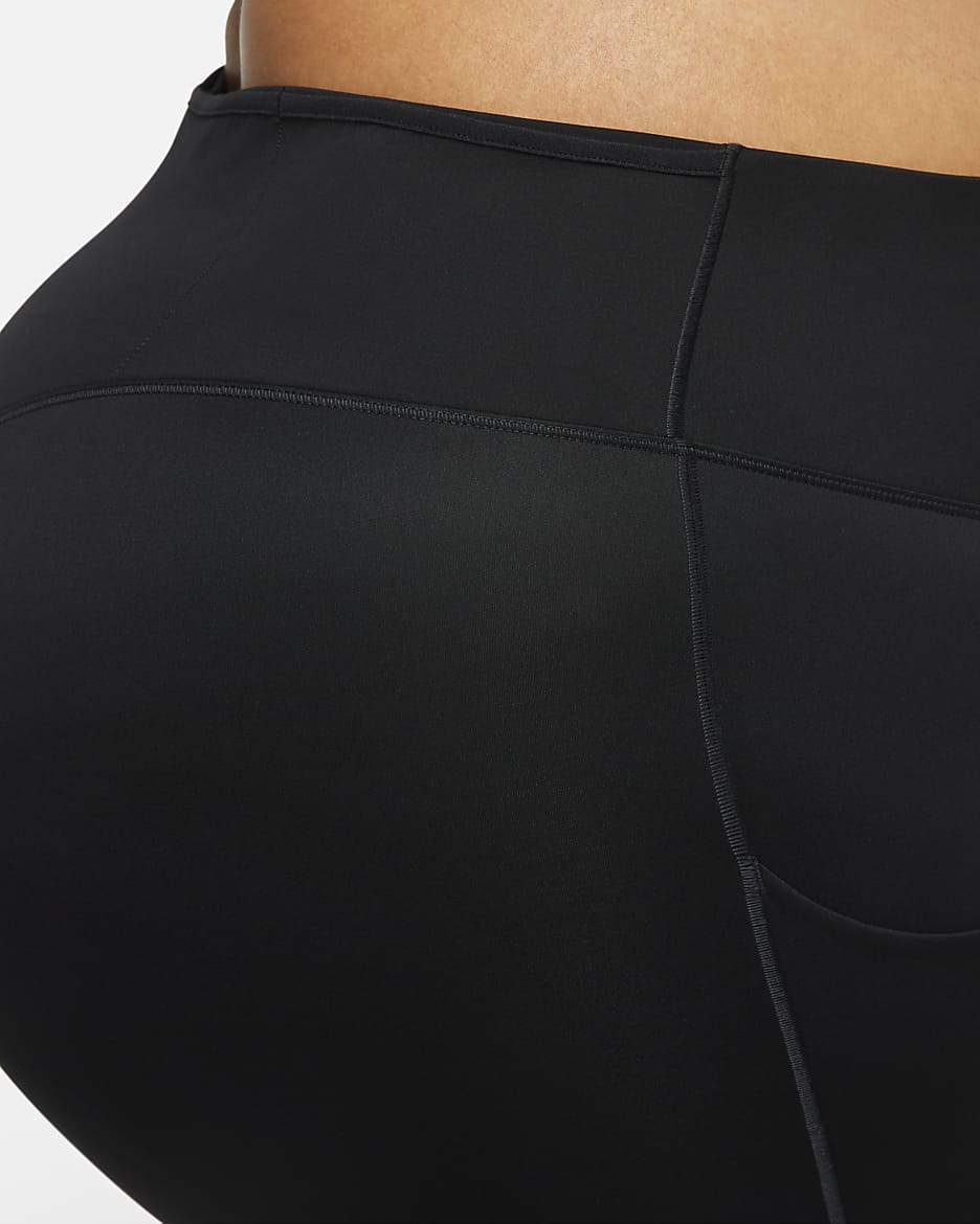 Legging taille haute à maintien supérieur et coupe longue avec poches Nike Go pour femme (grande taille) - Noir/Noir