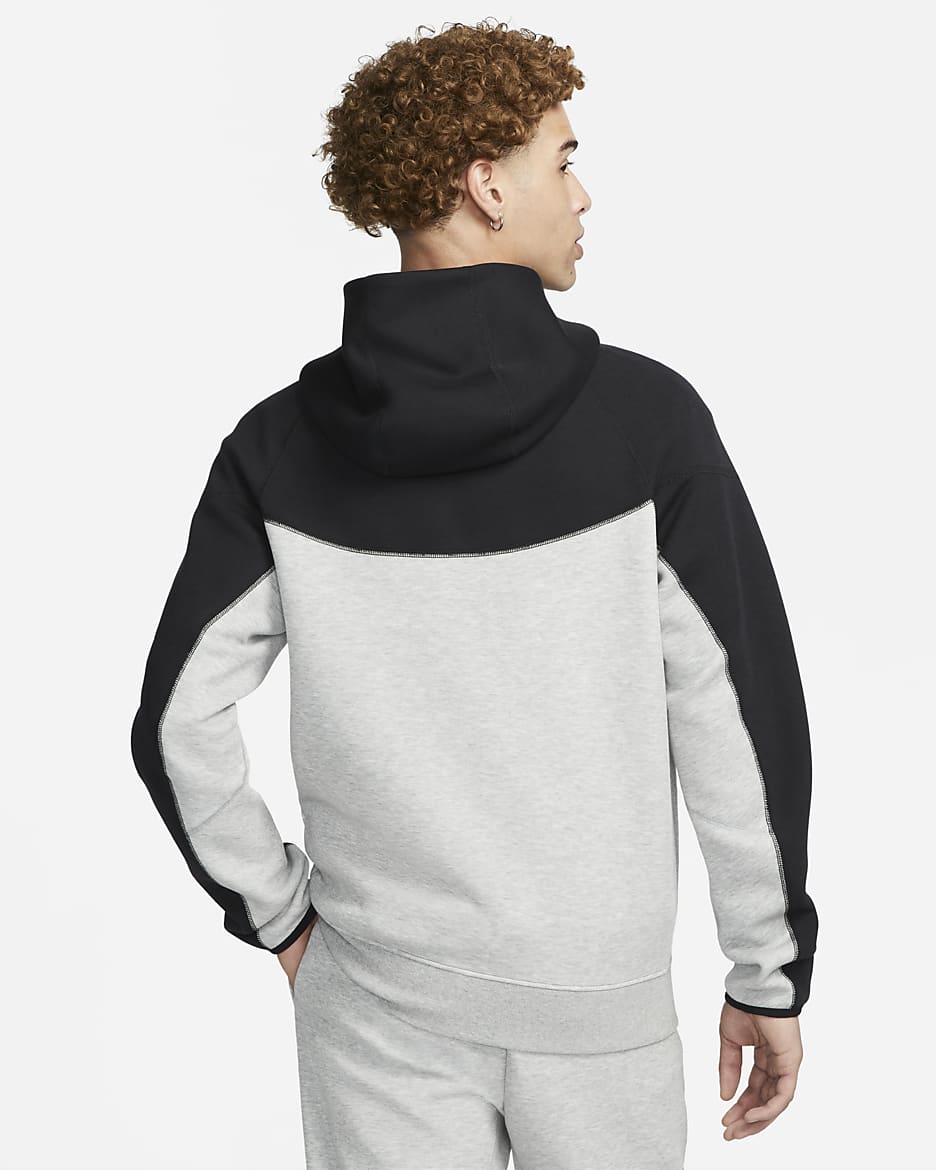 Sweat à capuche et zip Nike Sportswear Tech Fleece Windrunner pour homme - Dark Grey Heather/Noir/Blanc