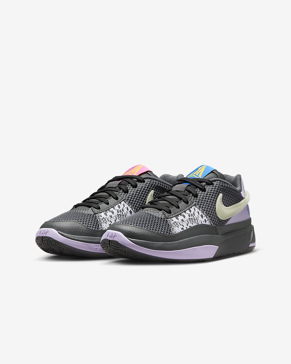 Ja 1 "Night" Older Kids' Basketball Shoes - Iron Grey/Lilac Bloom/Light Photo Blue/Glow