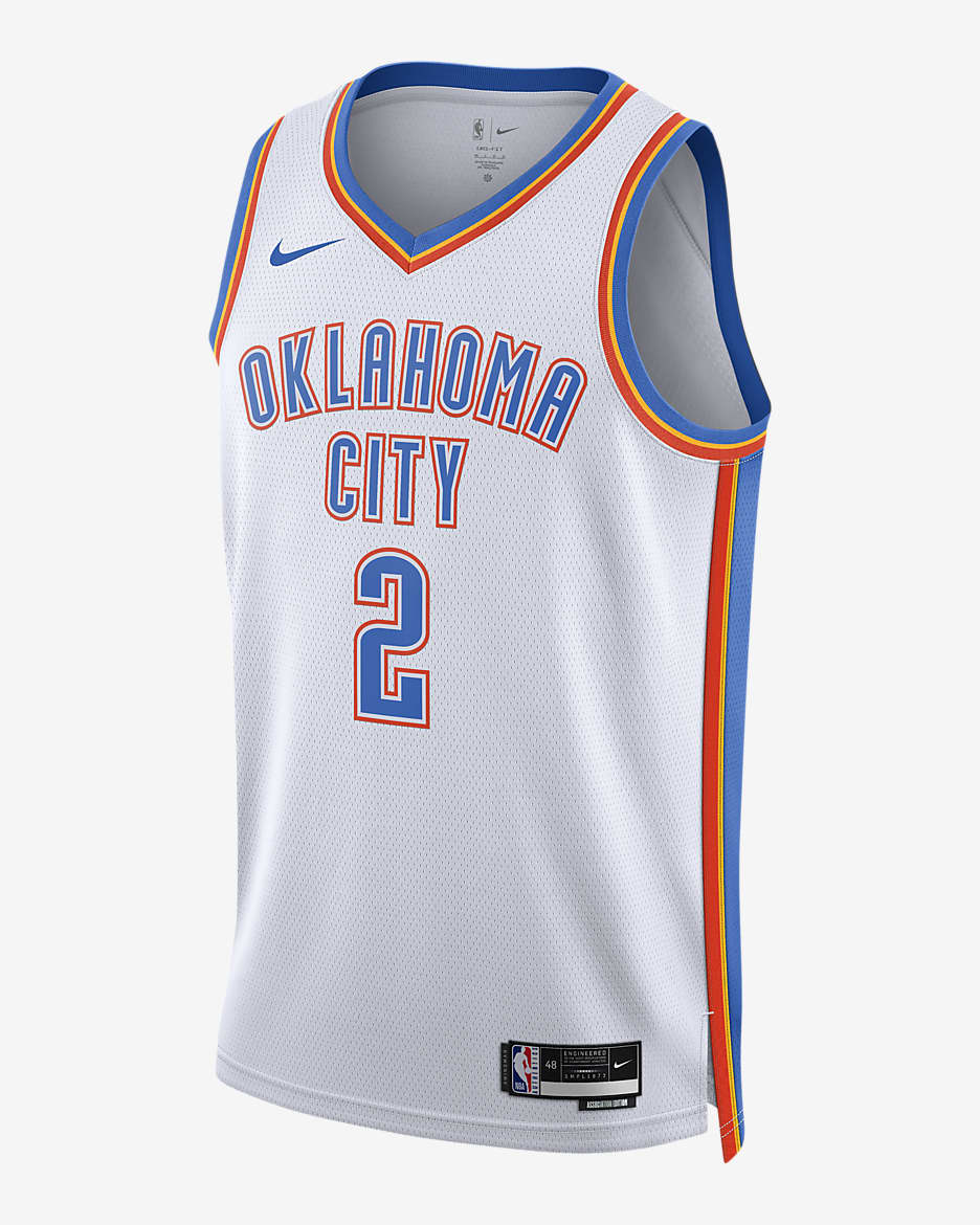 Jersey Nike Dri-FIT de la NBA Swingman para hombre Oklahoma City Thunder Association Edition 2022/23 - Blanco
