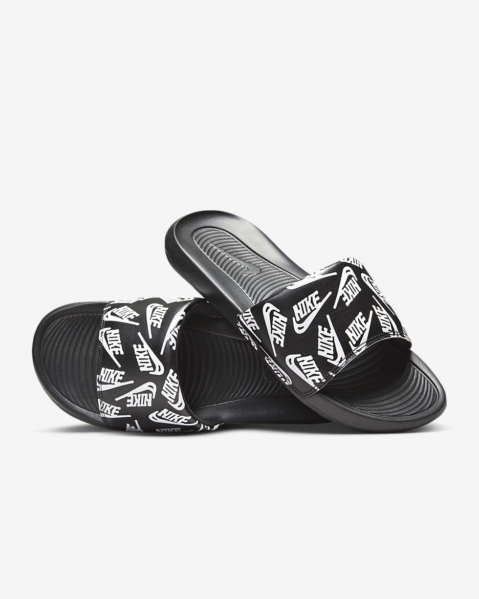 Nike Victori One Men's Printed Slides - Black/Black/White