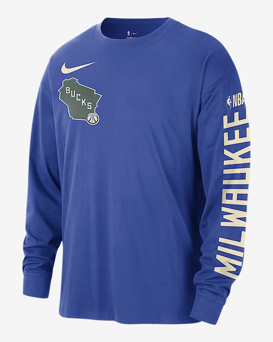 Playera de manga larga Nike de la NBA Max90 para hombre Milwaukee Bucks Courtside City Edition - Royal juego