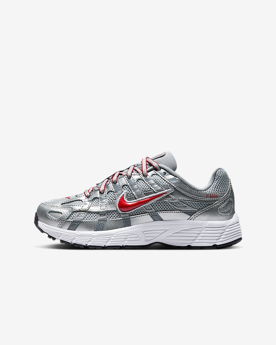 Sko Nike P-6000 för ungdom - Metallic Silver/Flat Silver/Cool Grey/Gym Red