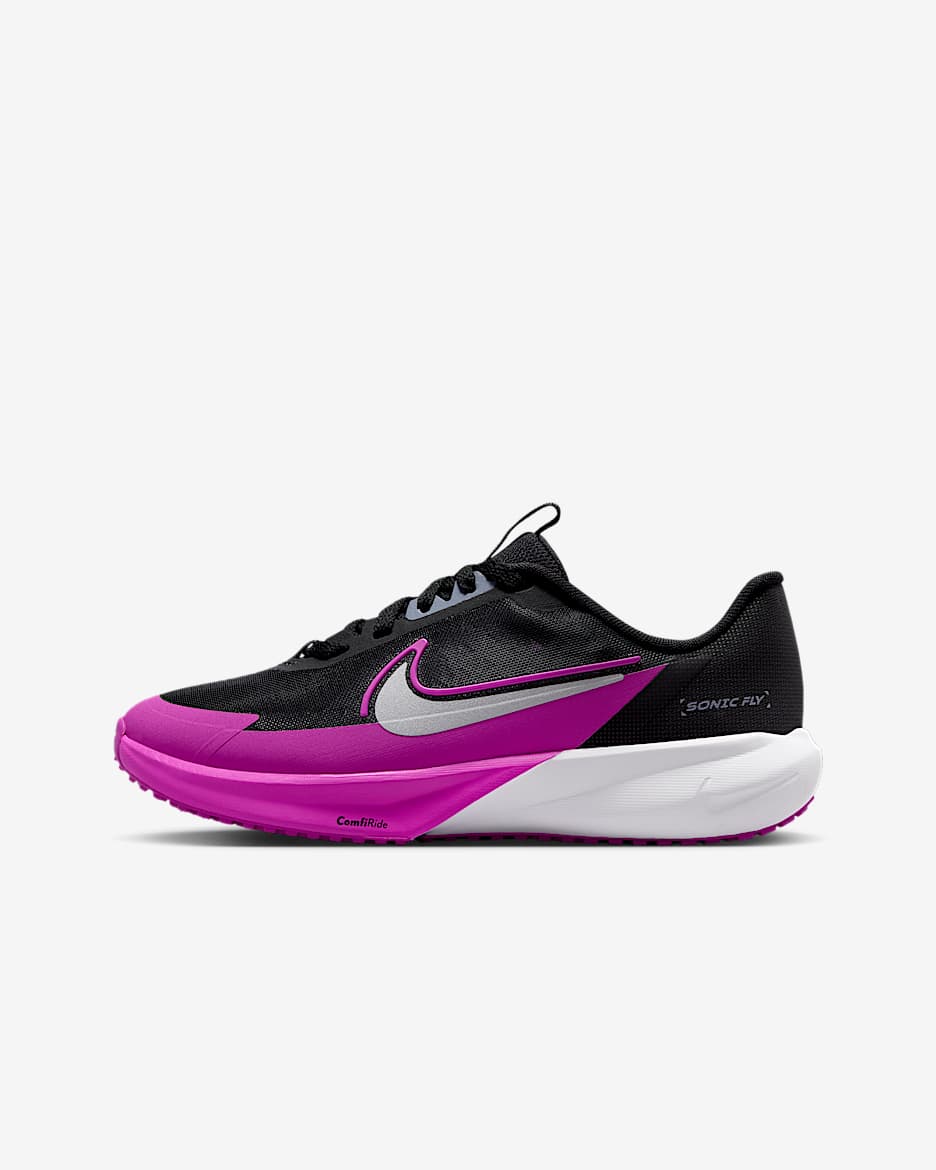 Nike Sonic Fly Big Kids' Running Shoes - Black/Vivid Purple/Light Carbon/Metallic Silver