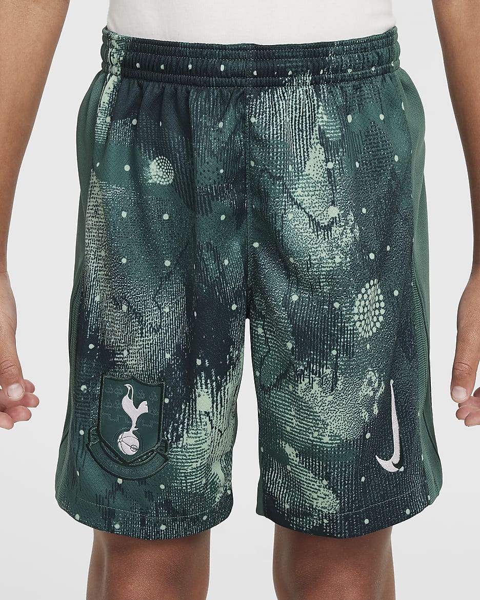 Shorts da calcio replica Nike Dri-FIT Tottenham Hotspur 2024/25 Stadium per ragazzo/a – Terza - Enamel Green/Bicoastal/Bianco