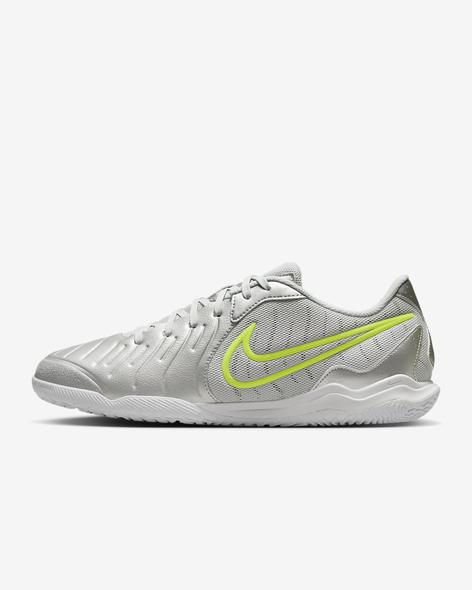 Nike Tiempo Legend 10 Academy Indoor Court Low-Top Football Shoes - Metallic Silver/Volt/White