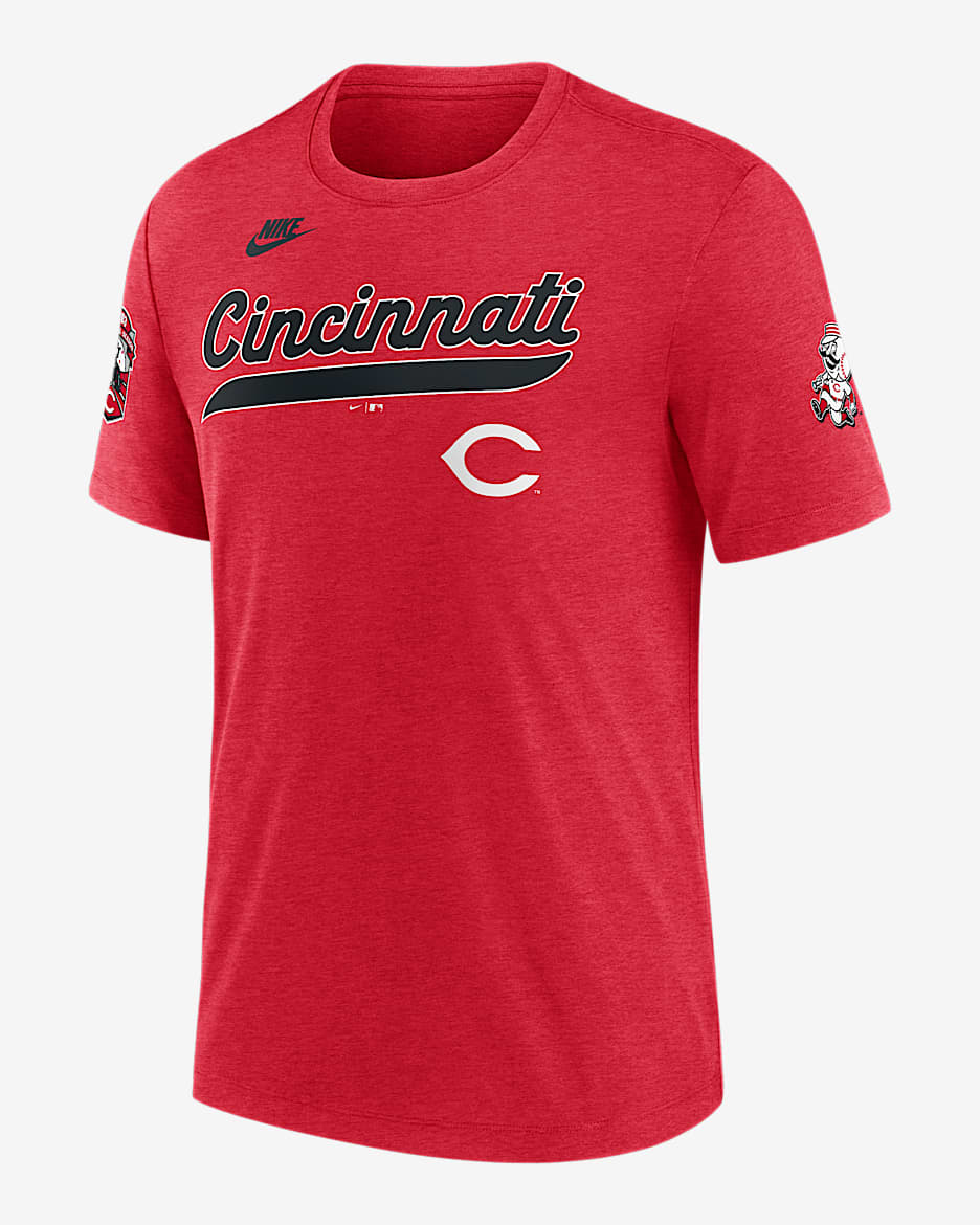 Cincinnati Reds Cooperstown Eras Men's Nike MLB T-Shirt - Red Heather