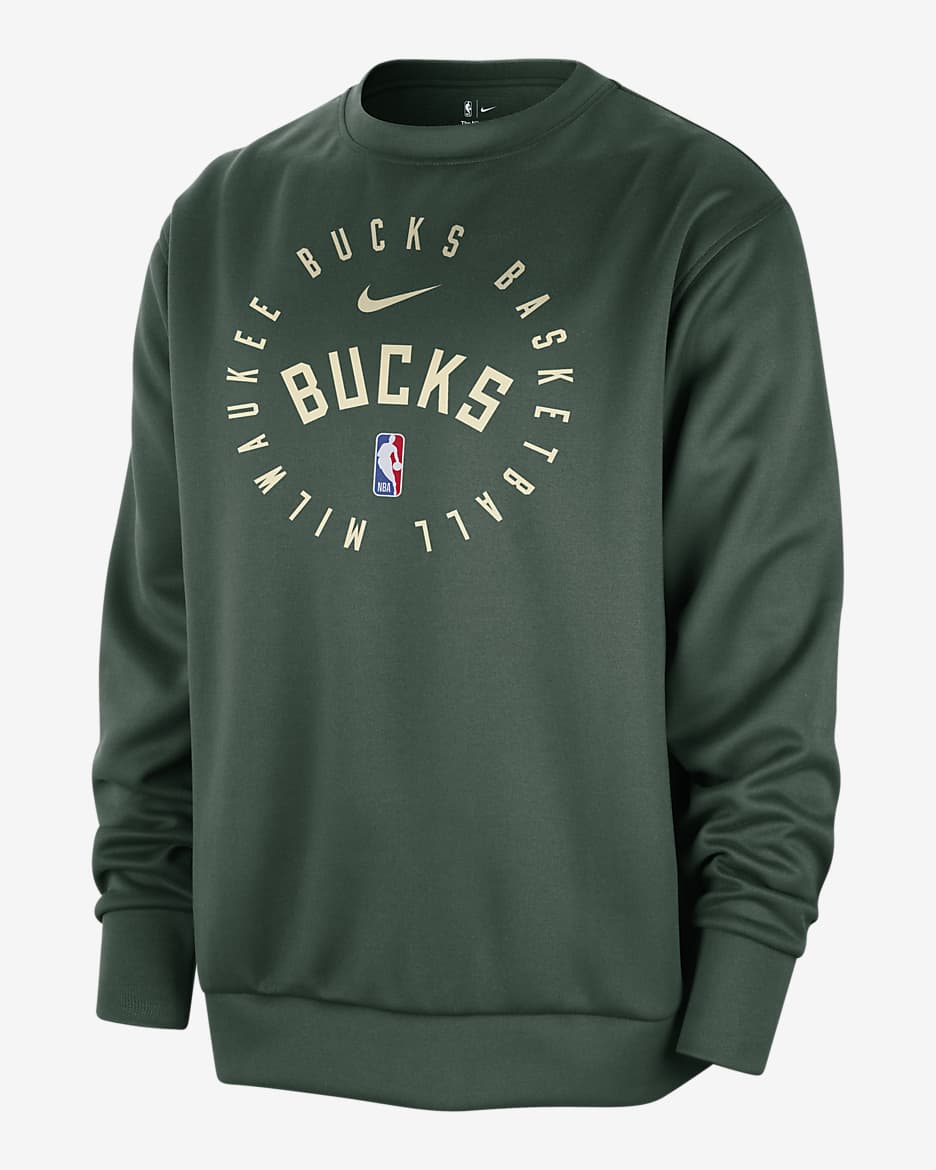 Sudadera de cuello redondo Nike Dri-FIT de la NBA para hombre Milwaukee Bucks Spotlight - Abeto/Ópalo liso