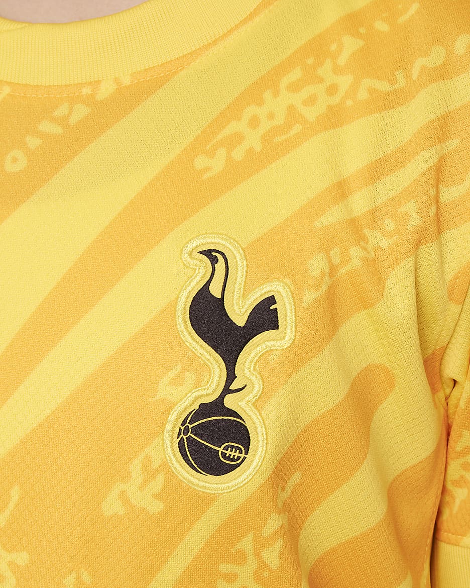 Tottenham Hotspur 2024/25 Stadium Goalkeeper Big Kids' Nike Dri-FIT Soccer Short-Sleeve Replica Jersey - Tour Yellow/University Gold/Black