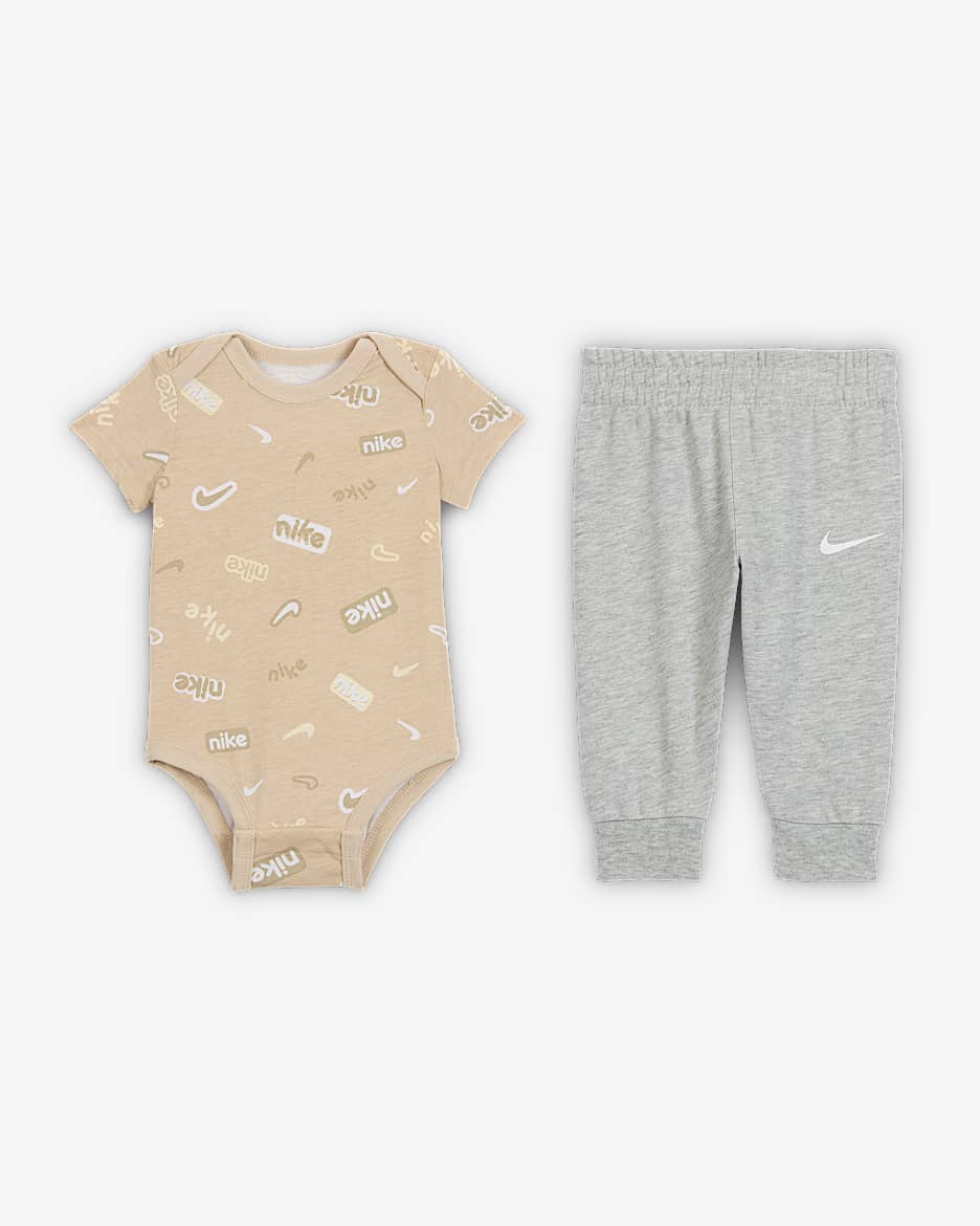 Conjunto de body de manga corta y pants para bebé Nike E1D1 - Humo jaspeado
