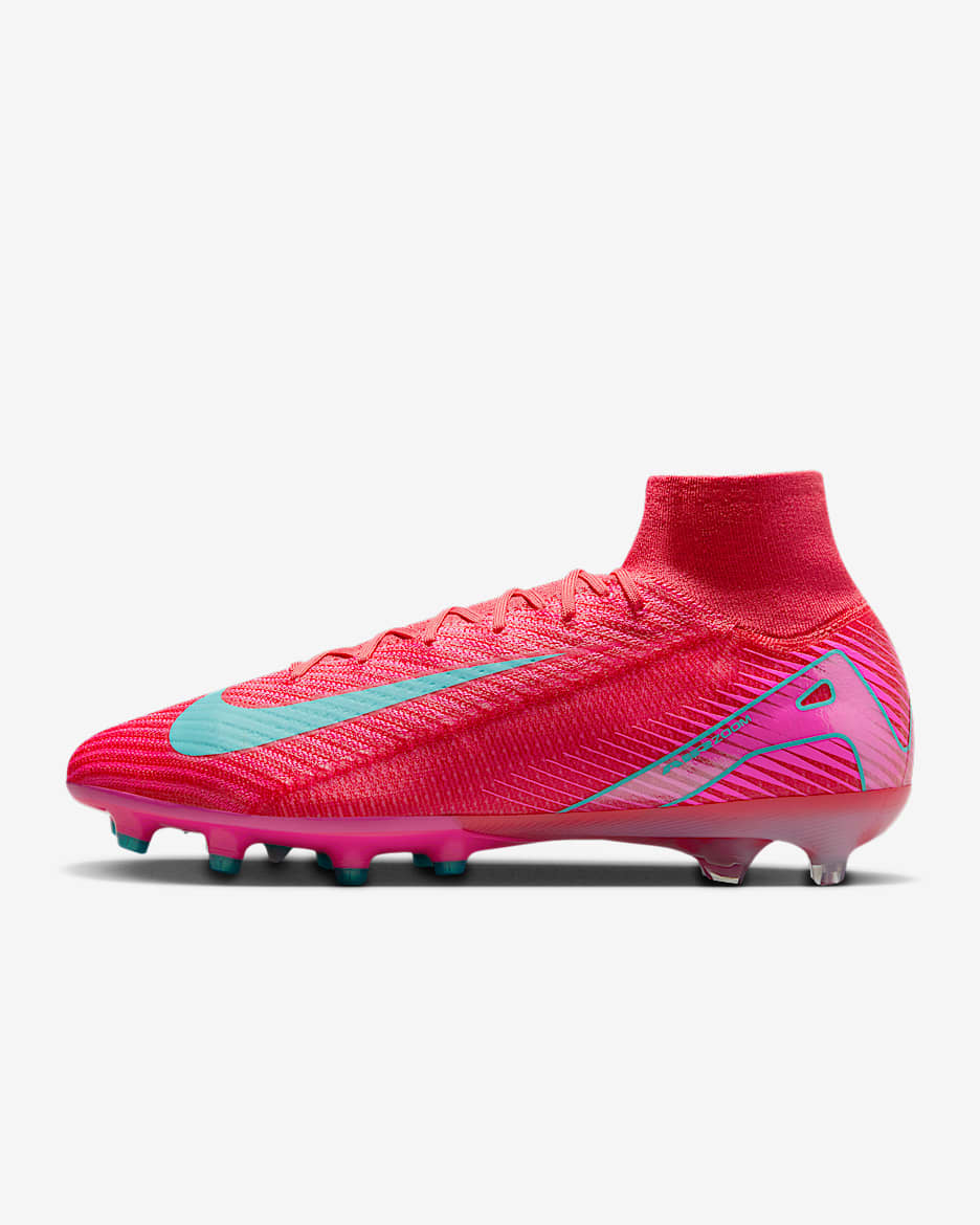 Nike Mercurial Superfly 10 Elite AG-Pro High-Top Football Boot - Ember Glow/Aurora Green