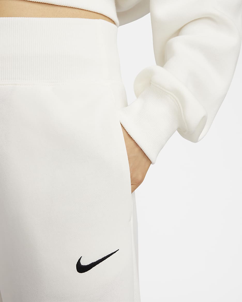 Nike Sportswear Phoenix Fleece Women's High-Waisted Wide-Leg French Terry Tracksuit Bottoms - Sail/Black