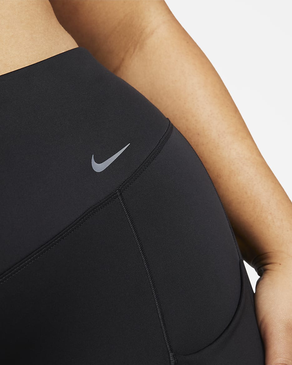 Nike Go Women's Firm-Support High-Waisted 8" Biker Shorts with Pockets (Plus Size) - Black/Black
