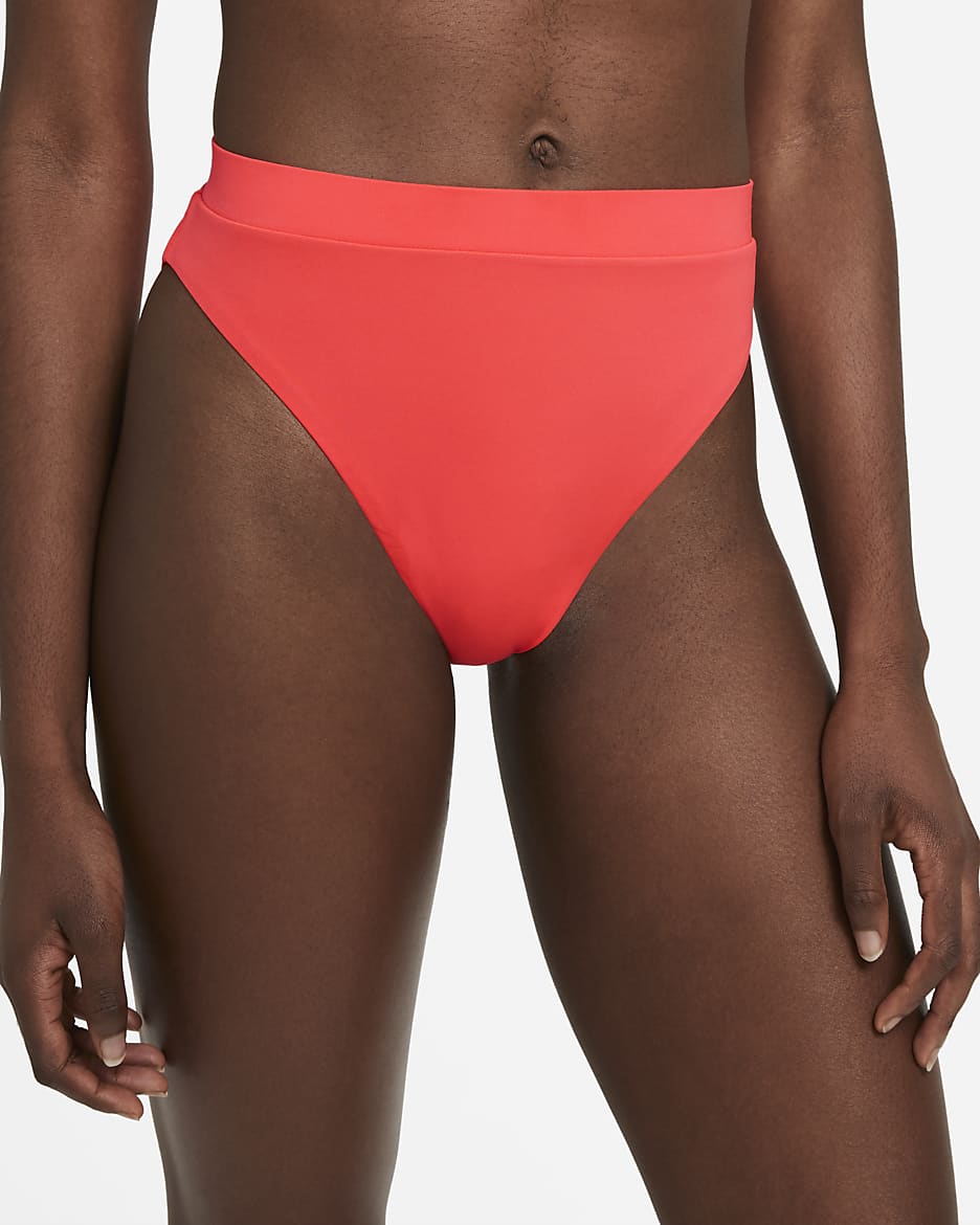 Nike Essential Women's High-Waisted Swimming Bottoms - Bright Crimson/White