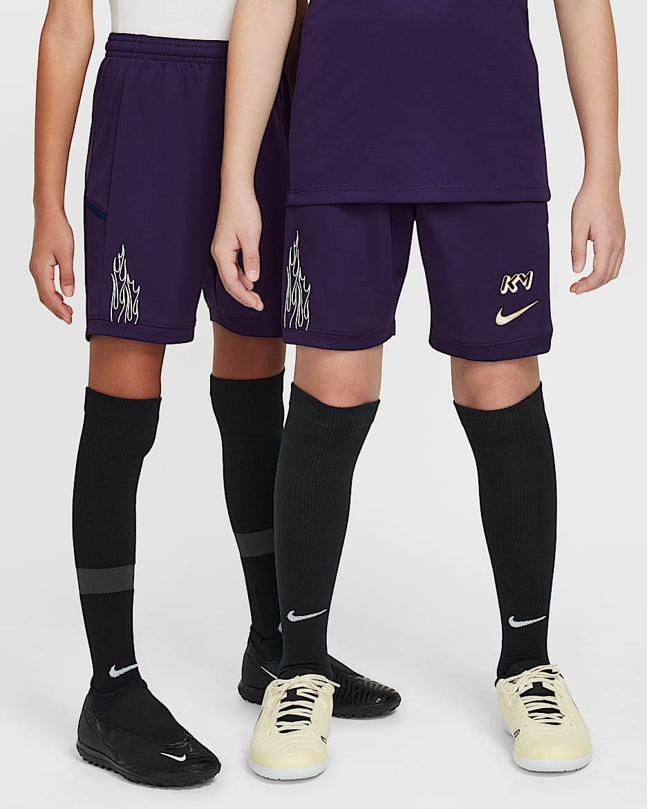 Kylian Mbappé Academy Older Kids' Dri-FIT Football Shorts - Grand Purple/Grand Purple/Blue Void/Metallic Gold
