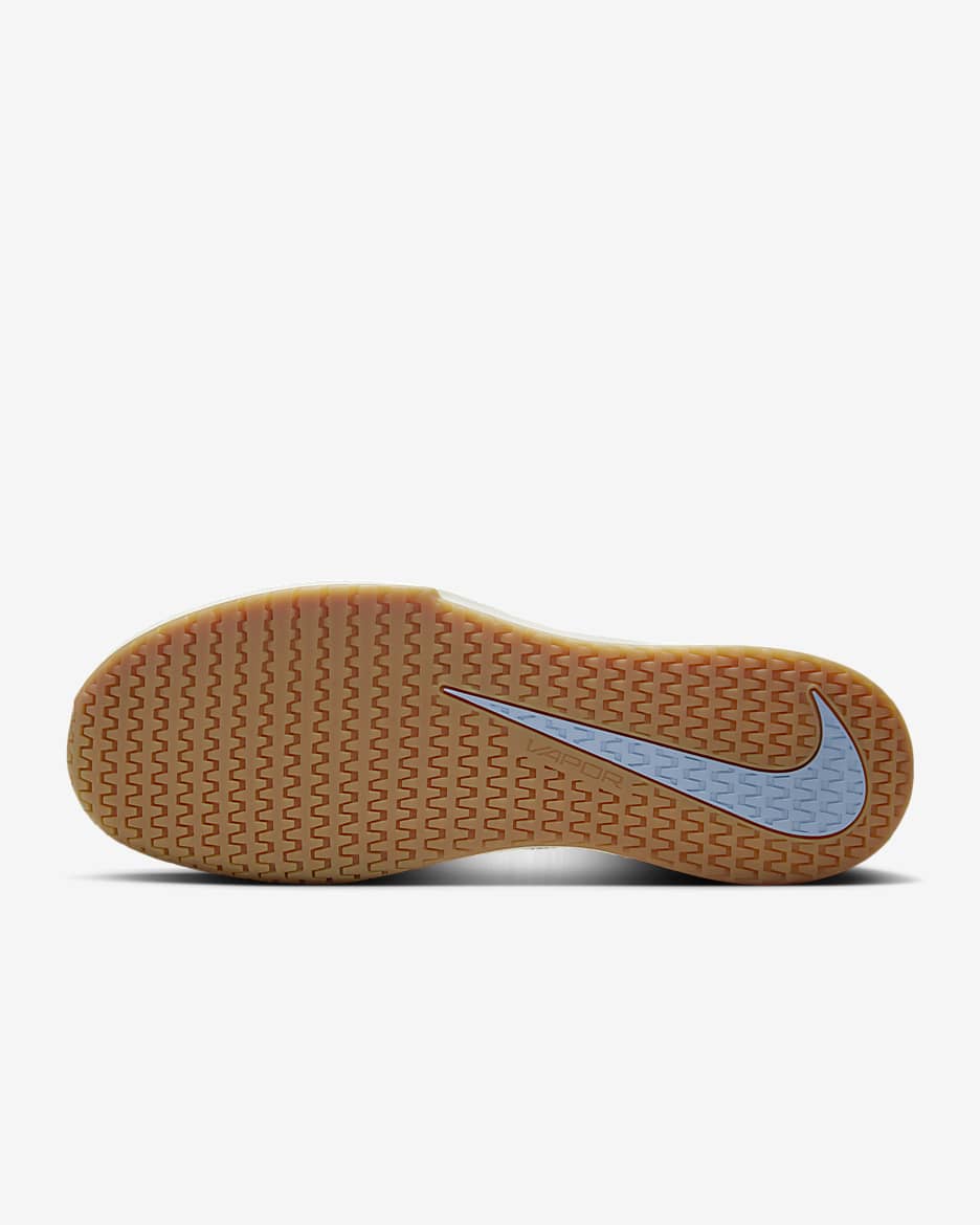 NikeCourt Vapor Lite 2 Men's Hard Court Tennis Shoes - White/Sail/Gum Light Brown/Light Blue