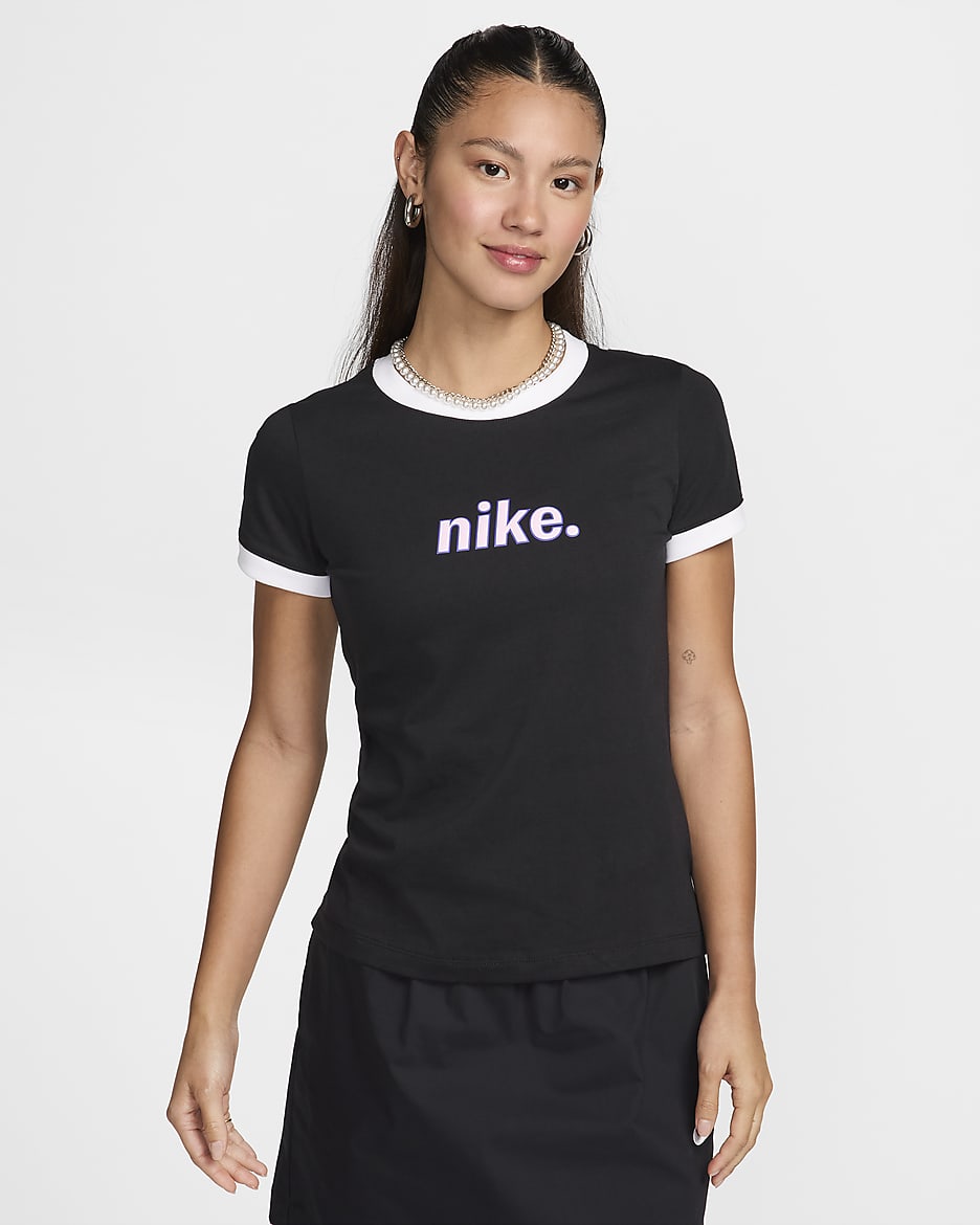 Nike Sportswear Women's Ringer T-Shirt - Black/White/White