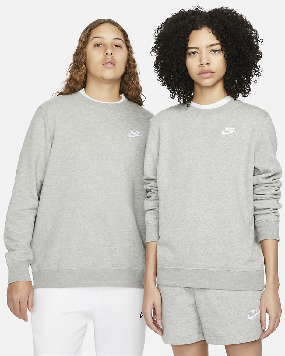 Nike Sportswear Club Fleece Women's Crew-Neck Sweatshirt - Dark Grey Heather/White