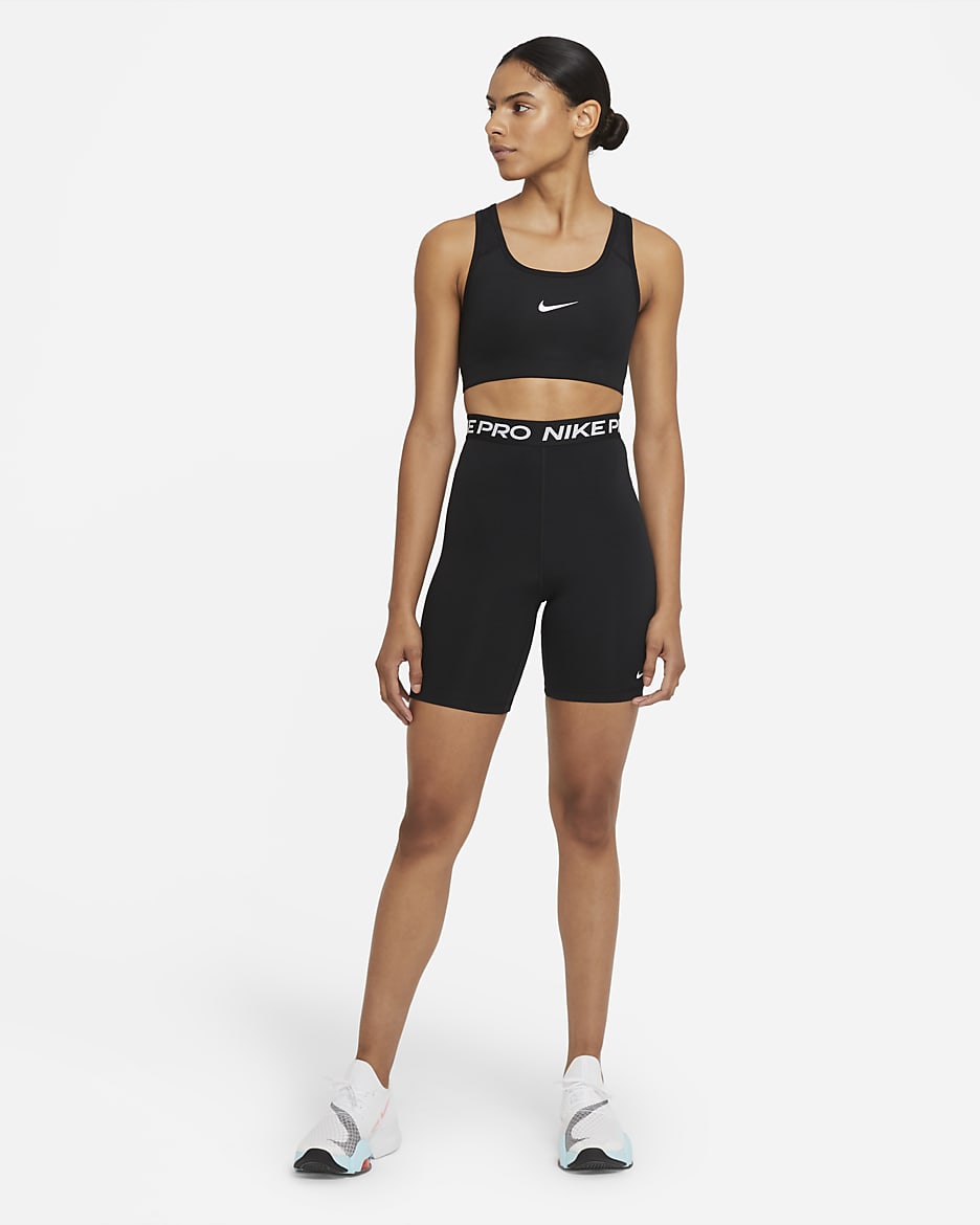Nike Pro 365 Damesshorts met hoge taille (18 cm) - Zwart/Wit