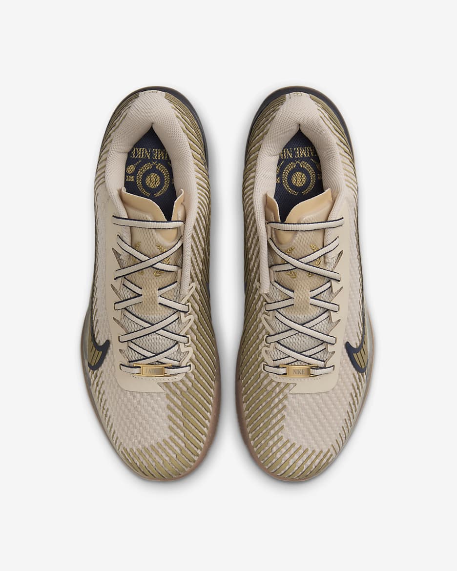 NikeCourt Air Zoom Vapor 11 Premium Men's Clay Court Tennis Shoes - Sand Drift/Thunder Blue/Gum Medium Brown/Metallic Gold