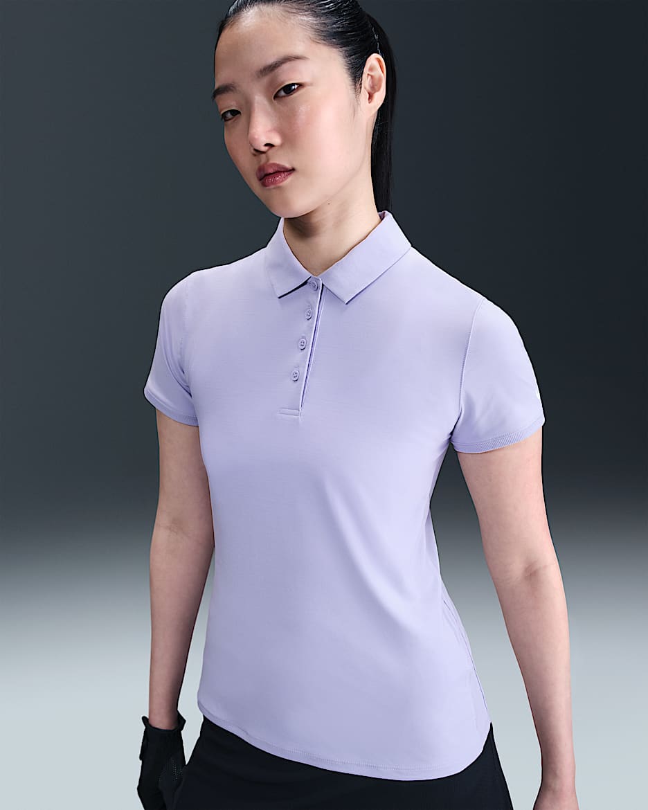 나이키 빅토리 여성 드라이 핏 반팔 골프 폴로 - 라일락 아이스/화이트