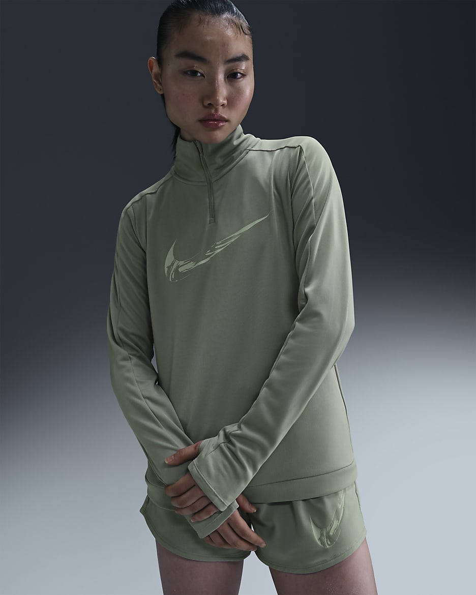 Nike Swoosh Women's Dri-FIT 1/4-Zip Running Mid Layer - Jade Horizon/Royal Pulse