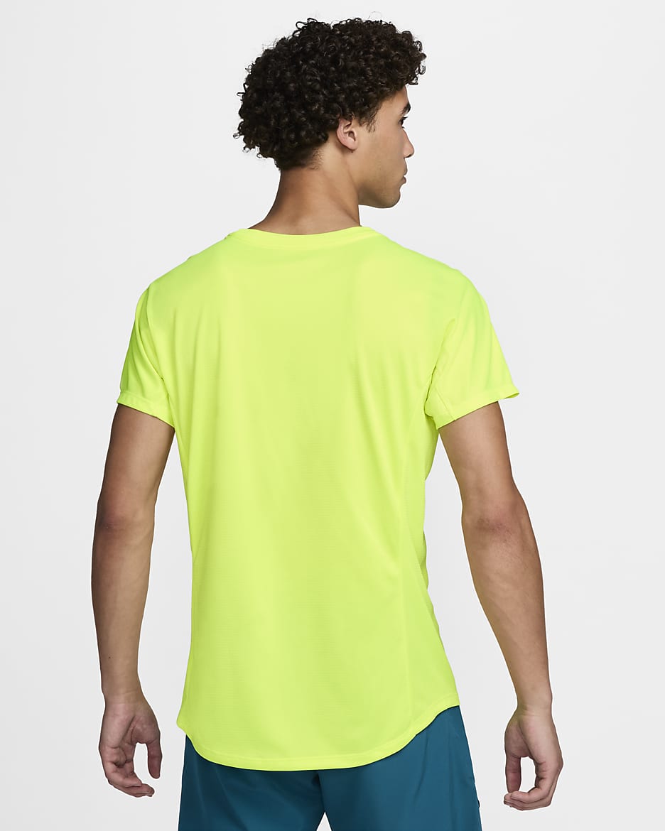 Rafa Challenger Men's Nike Dri-FIT Short-Sleeve Tennis Top - Volt/Geode Teal