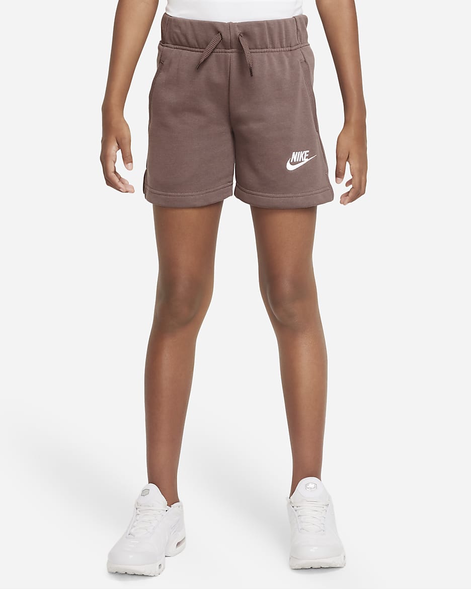 Shorts de French Terry para niña talla grande Nike Sportswear Club - Eclipse ciruela/Blanco