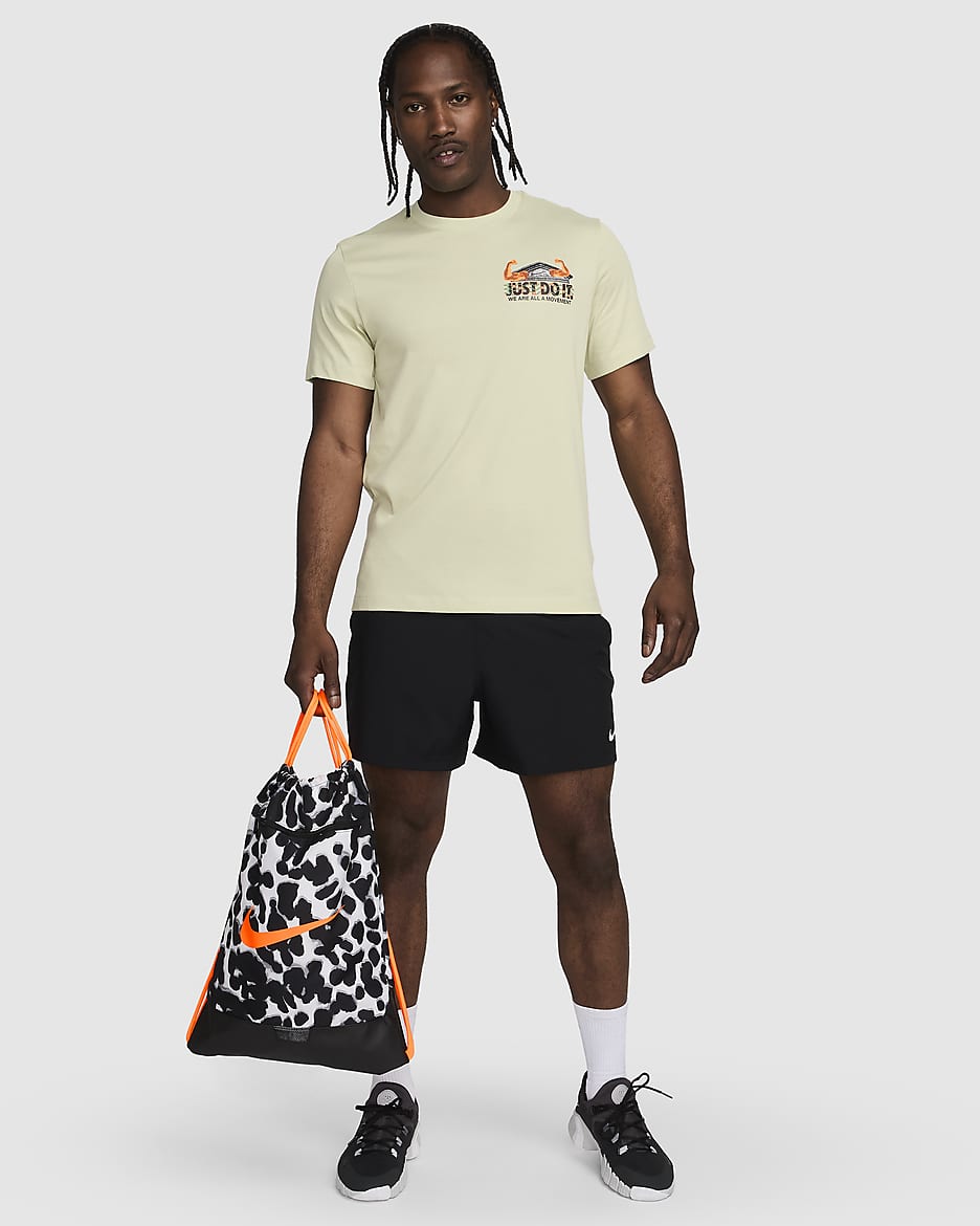 Nike Brasilia Drawstring Bag (18L) - Light Smoke Grey/Black/Total Orange