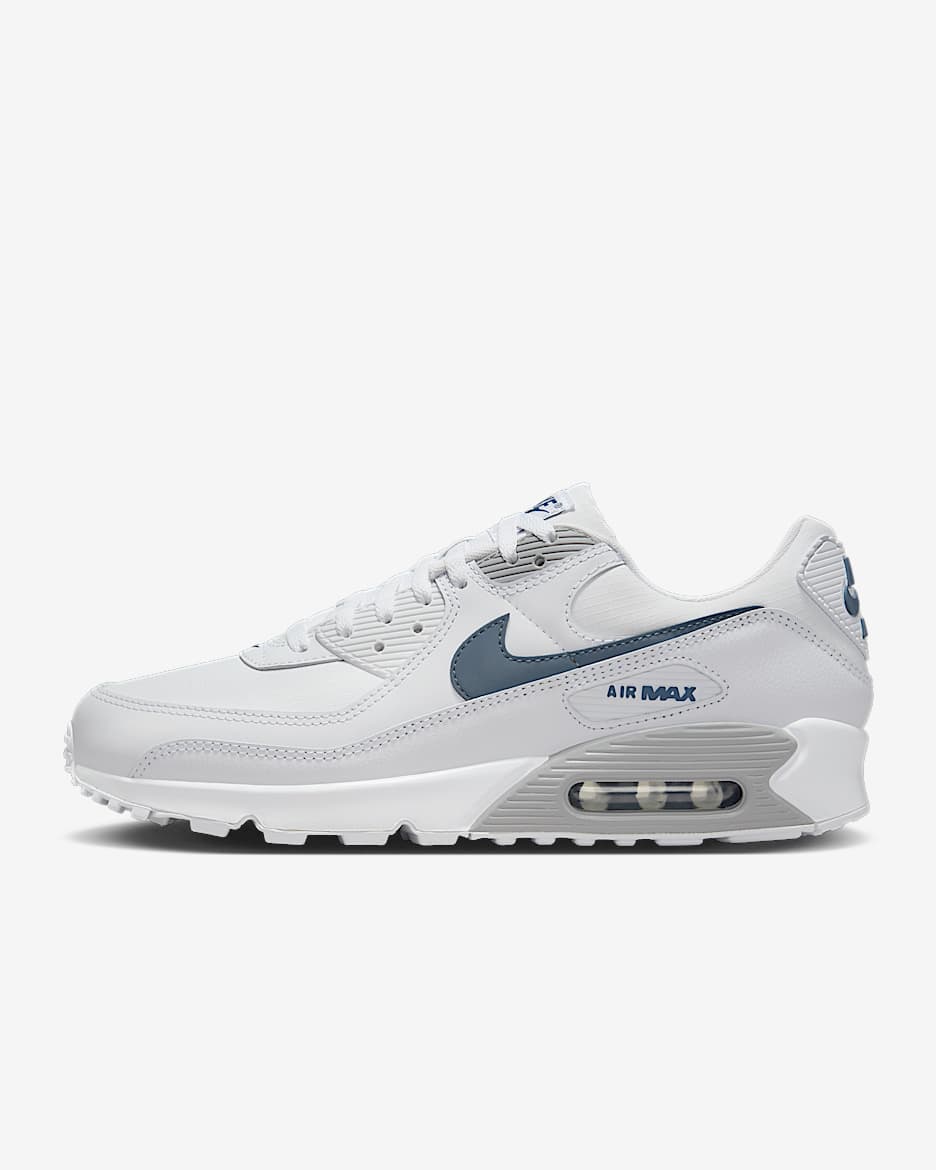 Nike Air Max 90 herresko - Hvit/Wolf Grey/Diffused Blue