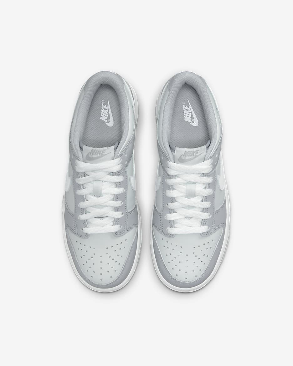 Nike Dunk Low sko til store barn - Pure Platinum/Wolf Grey/Hvit