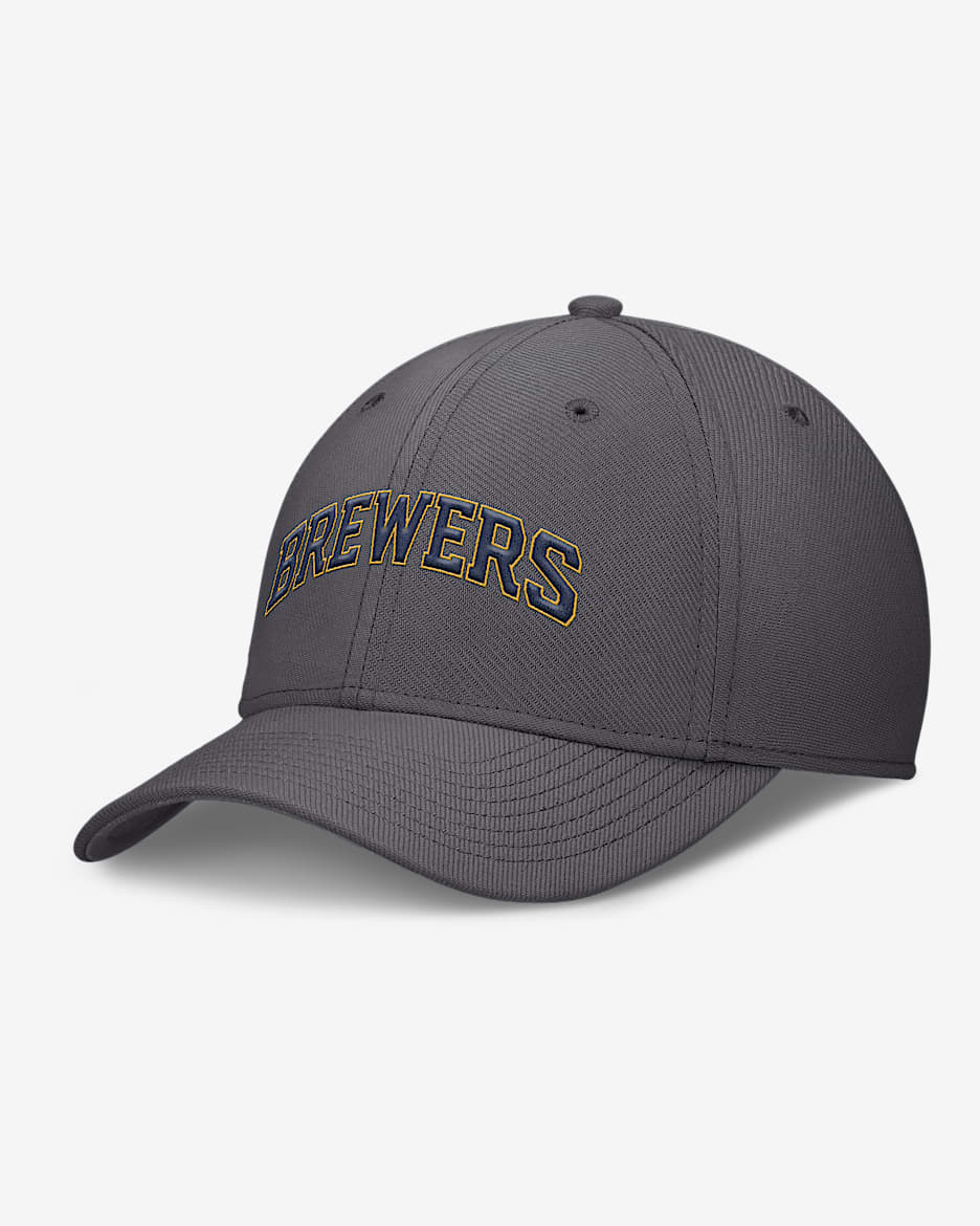 Gorra Nike Dri-FIT de la MLB para hombre Milwaukee Brewers Swoosh - Gris