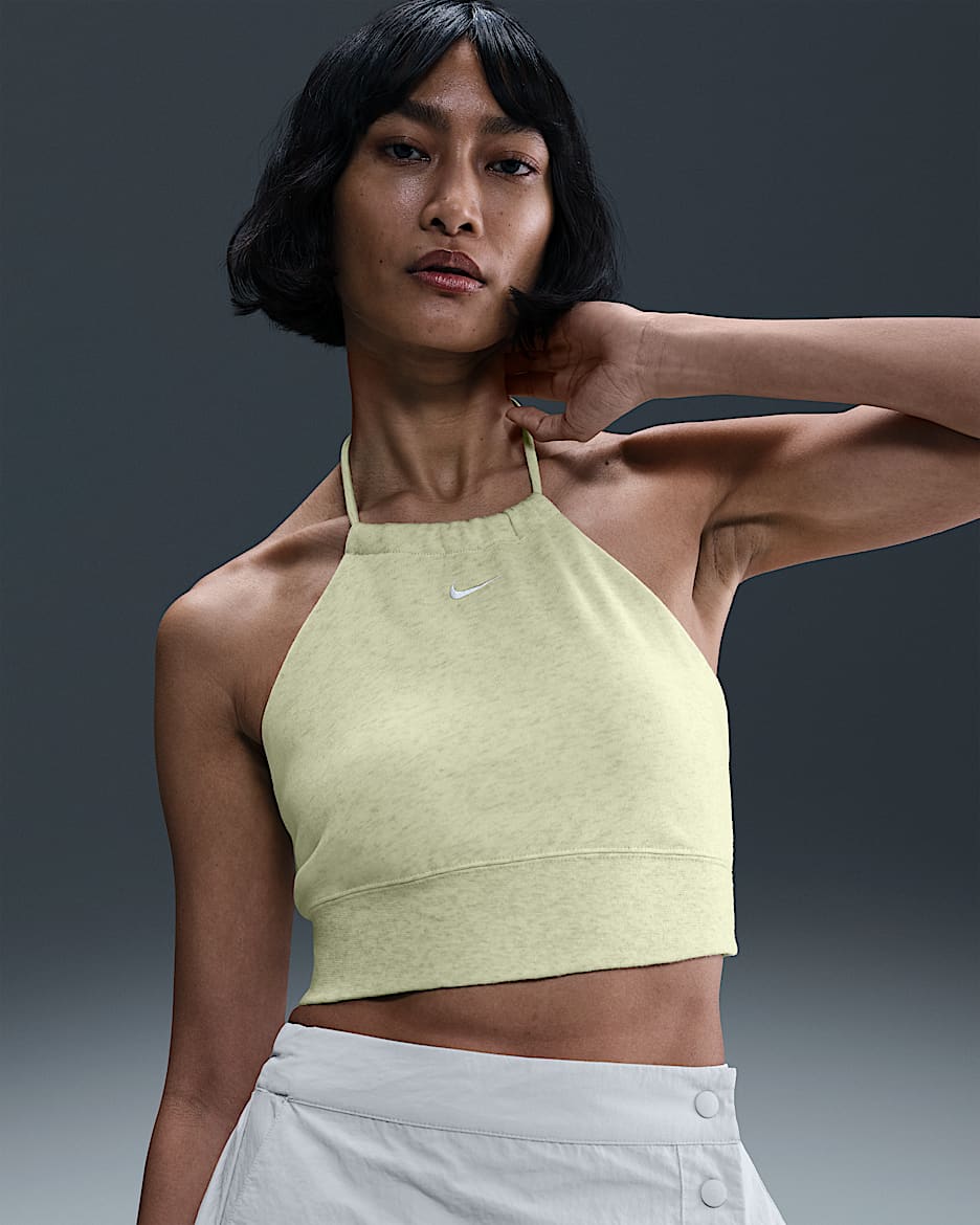 Nike Sportswear Chill Terry Women's Slim Cropped French Terry Halter Top - Barely Volt/Heather/Sail