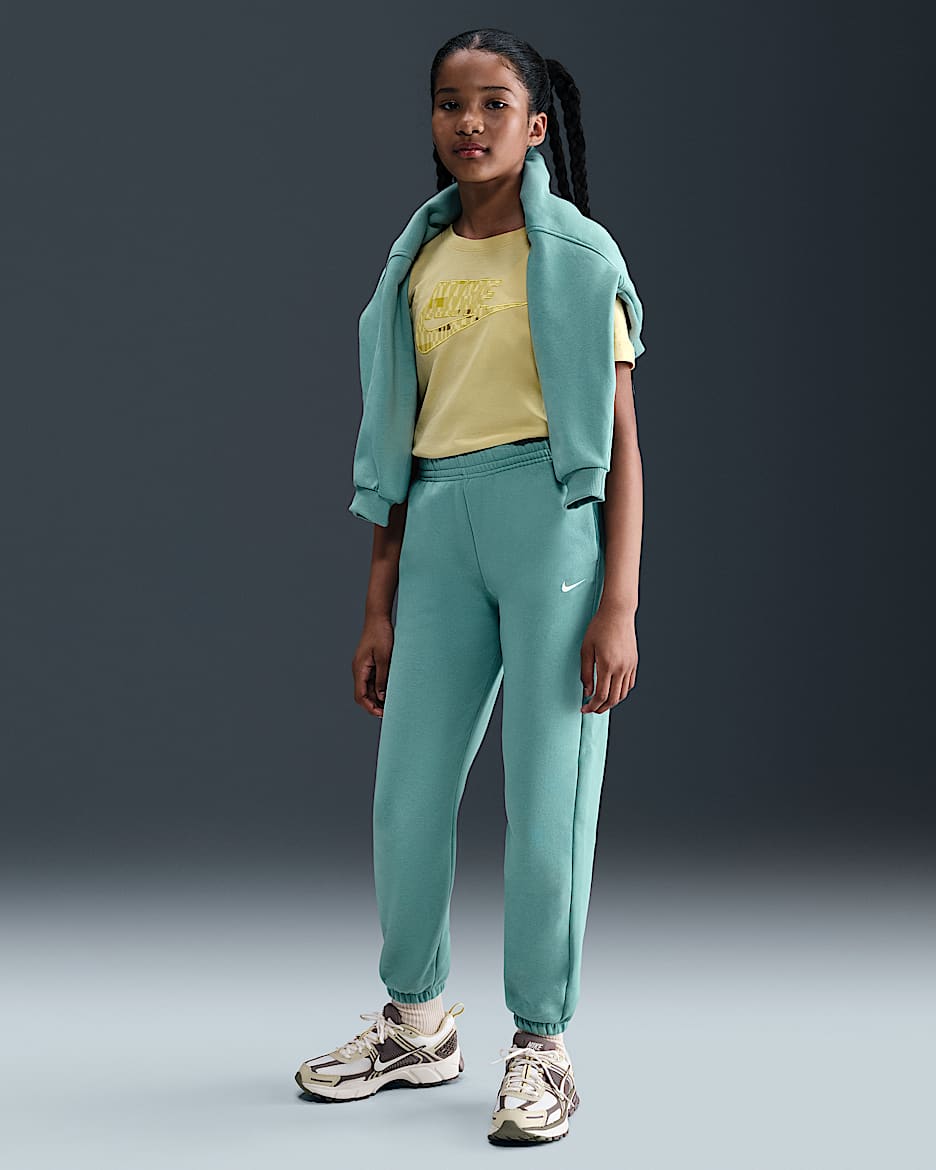 Nike Sportswear Older Kids' (Girls') Oversized Fleece Trousers - Cannon/Soft Pearl