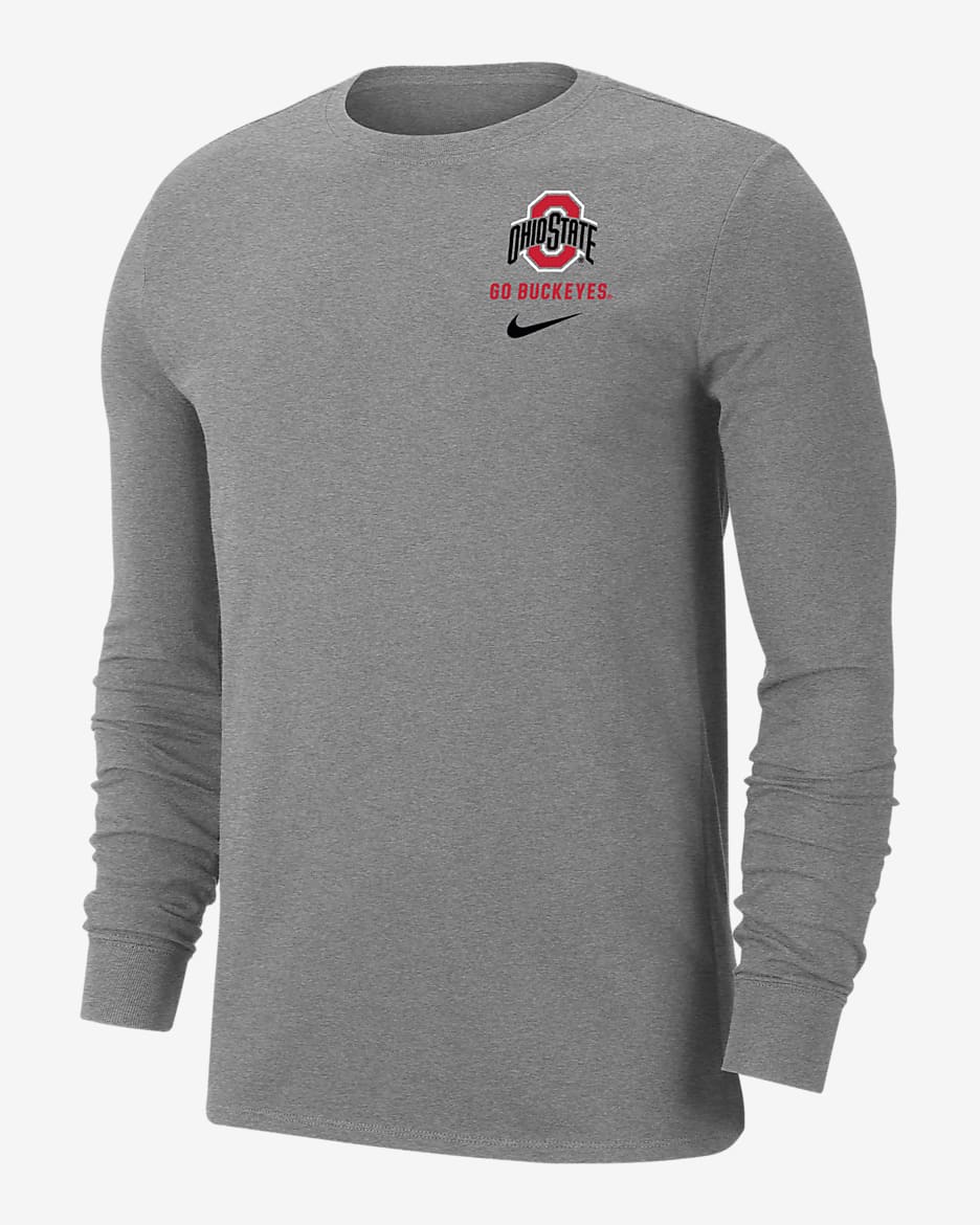 Nike College Dri-FIT (Ohio State) Men's Long-Sleeve T-Shirt - Dark Grey Heather