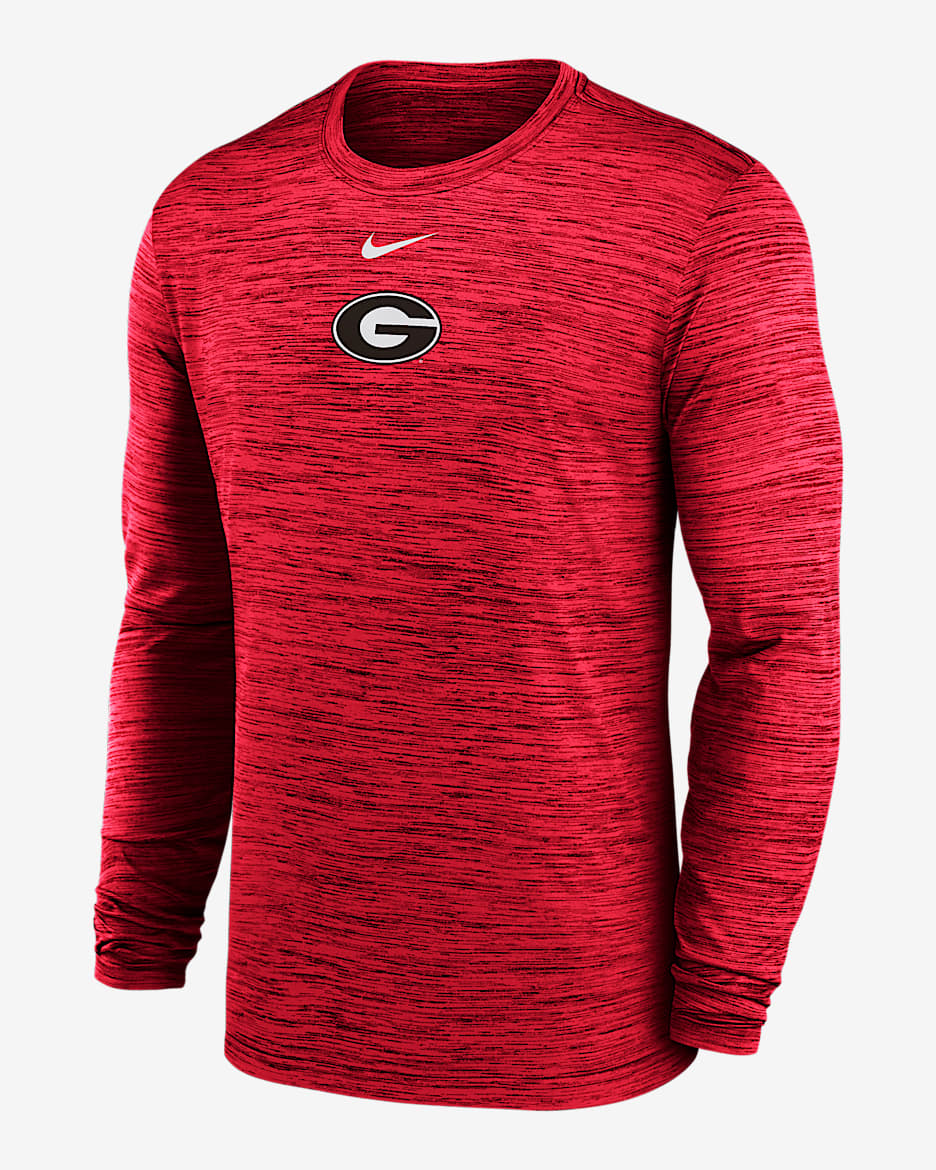 Georgia Sideline Velocity Men's Nike Dri-FIT College Long-Sleeve T-Shirt - Red
