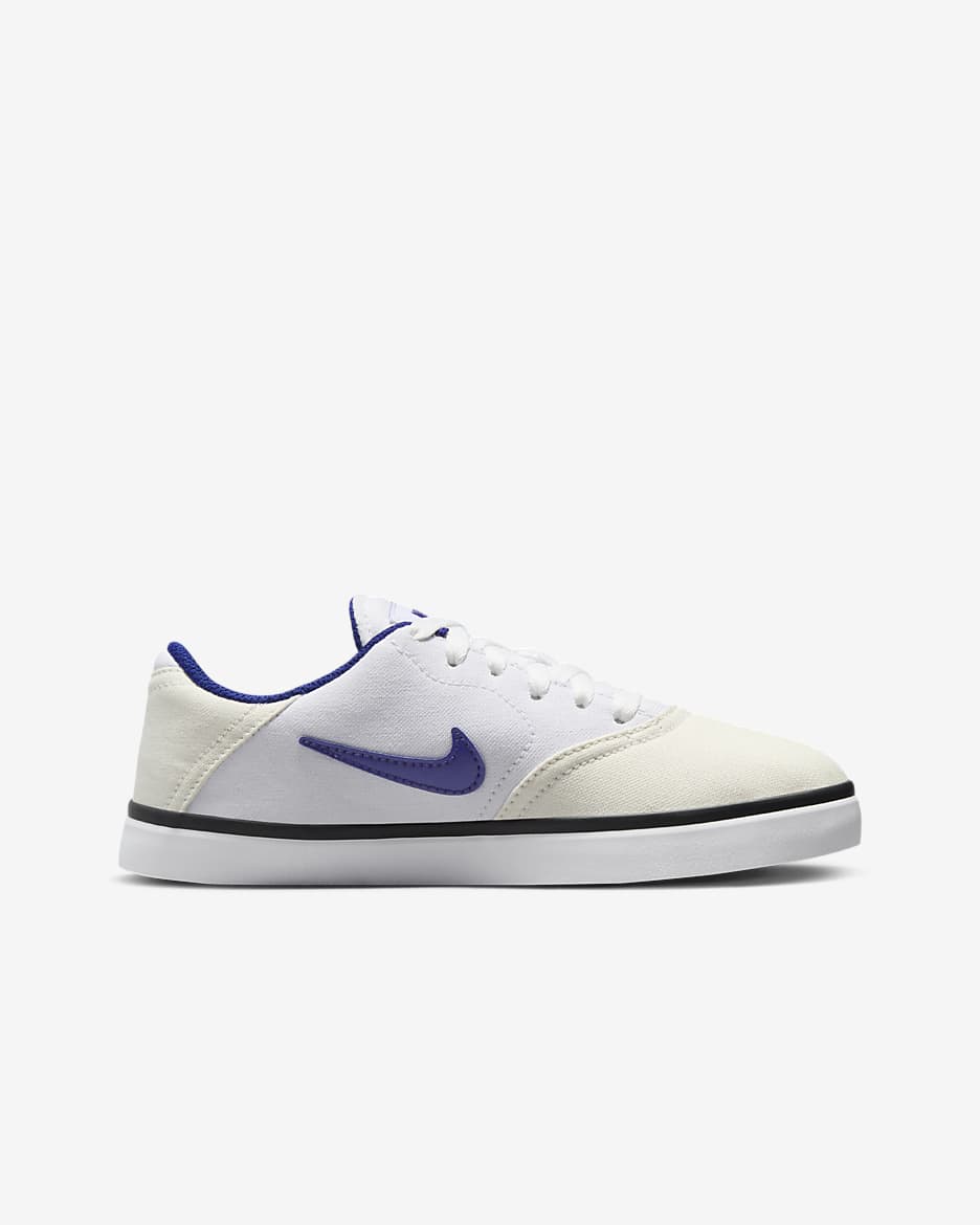 Nike SB Check Canvas 大童滑板鞋 - 白色/Summit White/黑色/Deep Royal Blue