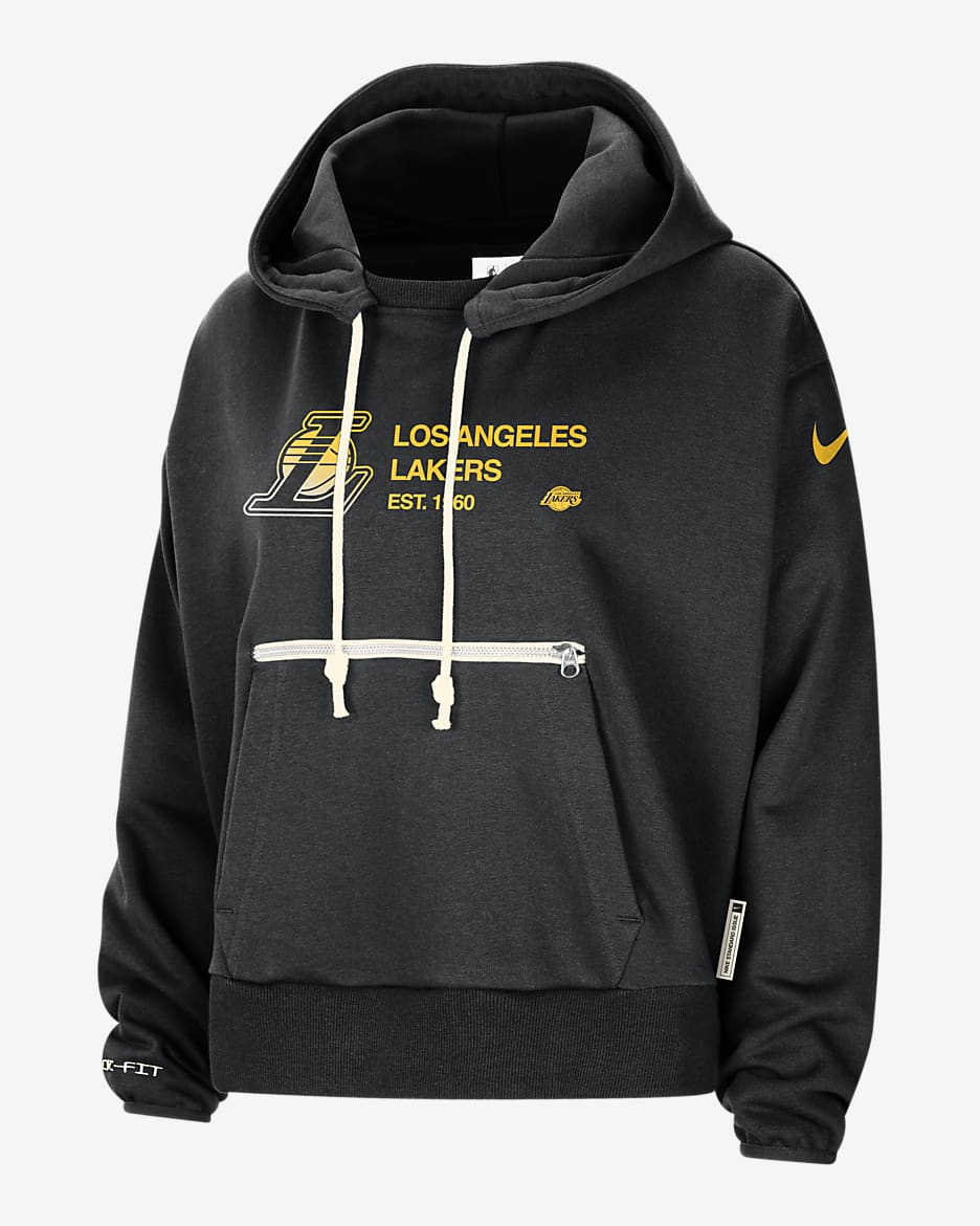 Sudadera con gorro sin cierre Nike Dri-FIT de la NBA para mujer Los Angeles Lakers Standard Issue - Negro/Amarillo