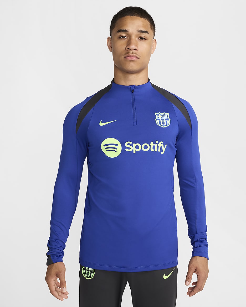 FC Barcelona Strike Third Nike Dri-FIT Fußball-Drill-Oberteil (Herren) - Old Royal/Anthracite/Lime Blast