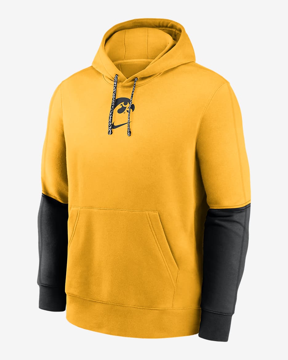 Sudadera con gorro sin cierre universitaria Nike para hombre Iowa Hawkeyes Sideline Team Issue Club - Oro