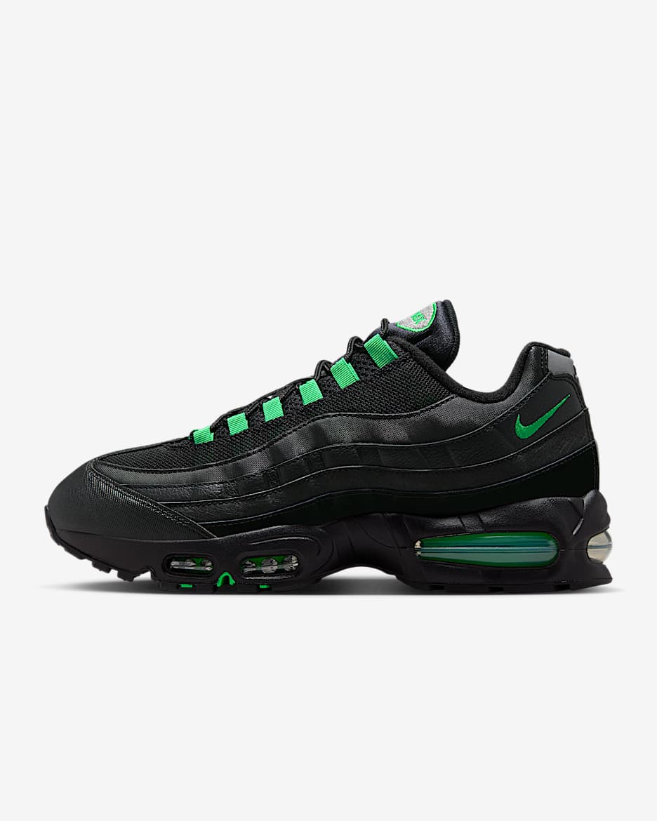 Tenis para hombre Nike Air Max 95 OG - Negro/Negro/Gris perla/Verde impacto