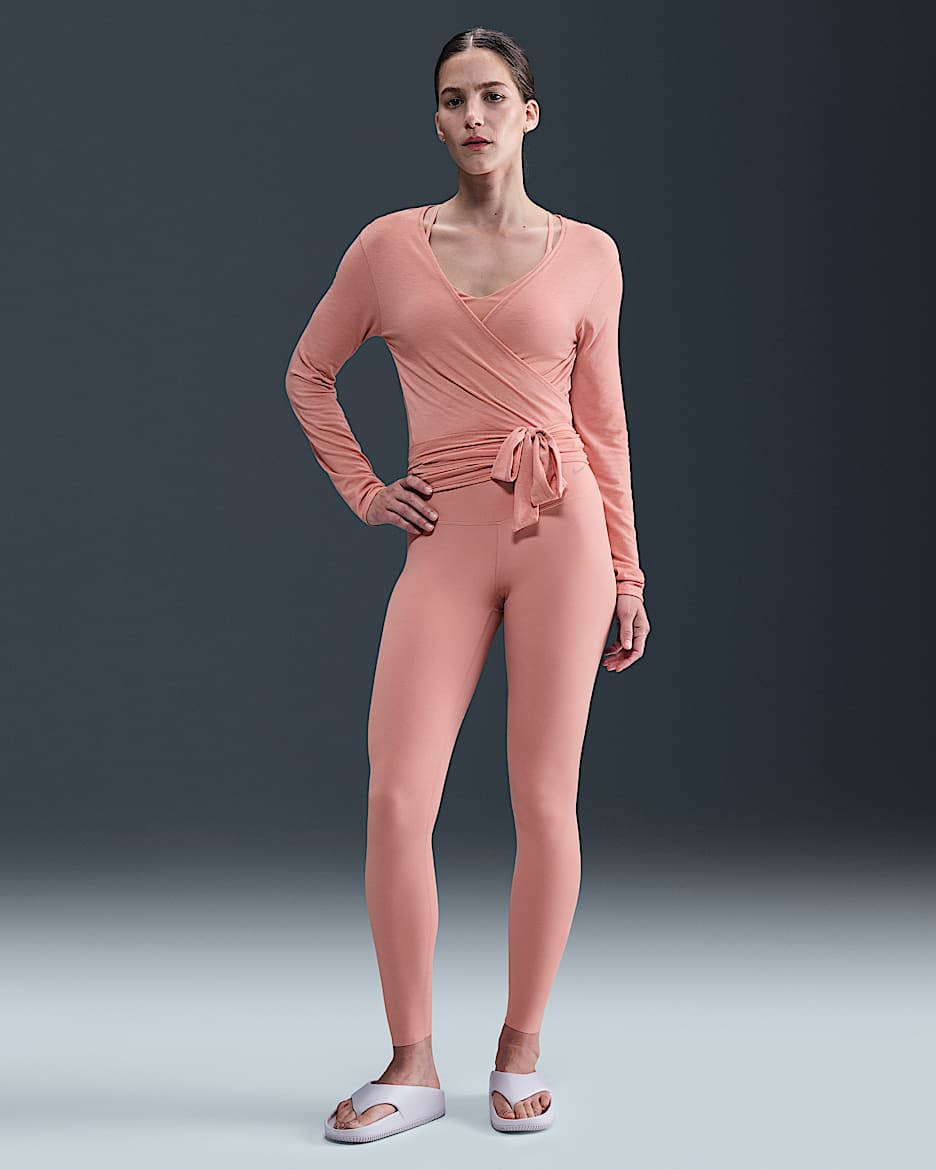 Leggings de largo completo de tiro alto y sujeción ligera para mujer Nike Zenvy - Rosa óxido/Negro