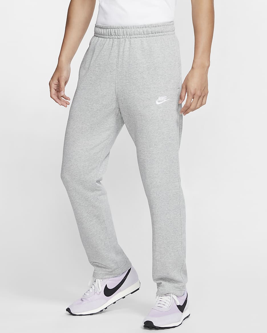 Calças em tecido moletão Nike Sportswear Club para homem - Cinzento Heather escuro/Prateado Matte/Branco