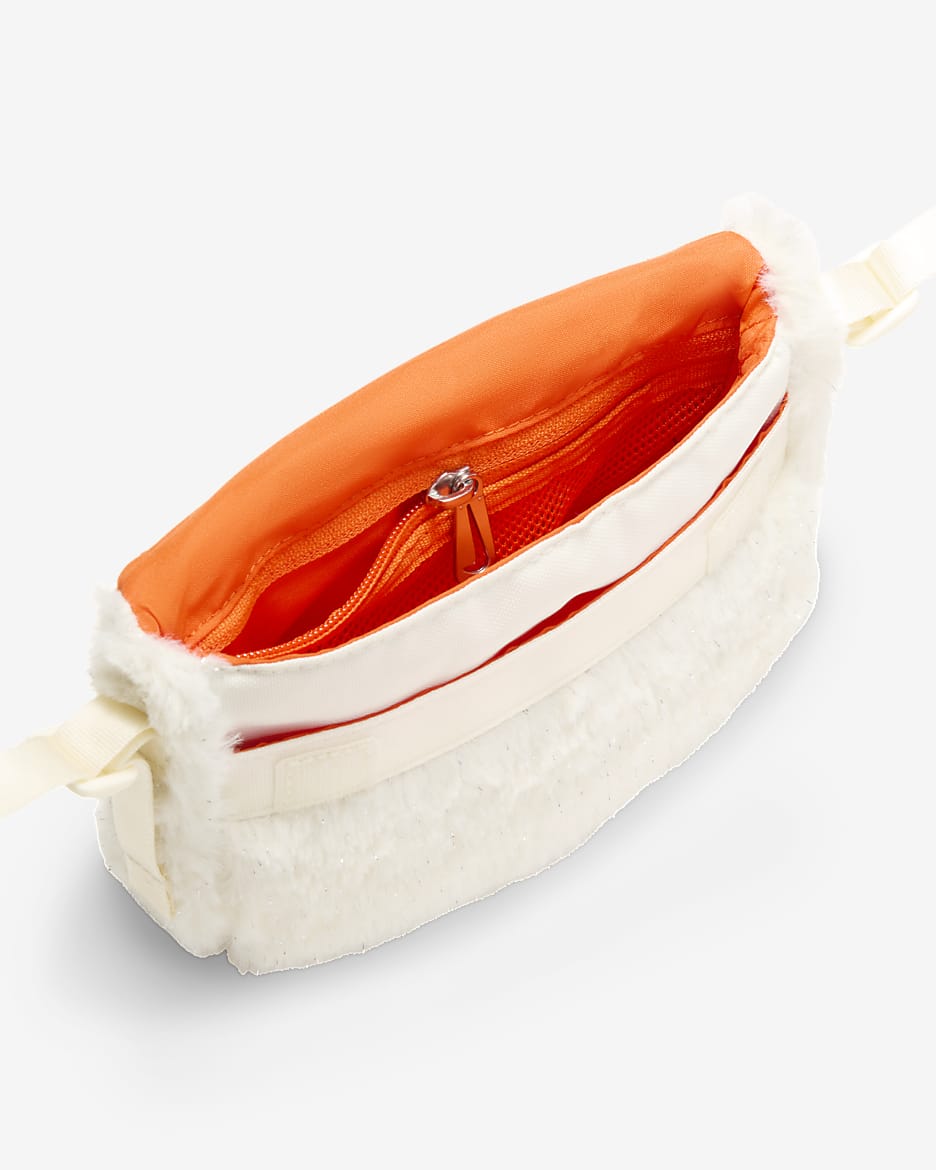 Nike Older Kids' Faux Fur Cross-Body Bag (1L) - Coconut Milk/Safety Orange/Safety Orange