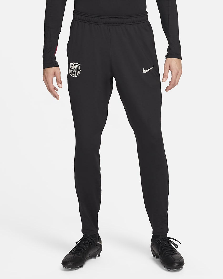 F.C. Barcelona Strike Men's Nike Dri-FIT Football Knit Pants - Black/Noble Red/Deep Royal Blue/Light Orewood Brown