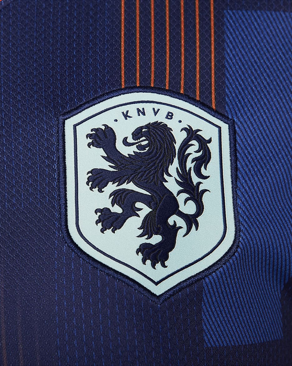 Netherlands (Men's Team) 2024/25 Stadium Away Women's Nike Dri-FIT Football Replica Shirt - Blue Void/Safety Orange/Copa/White