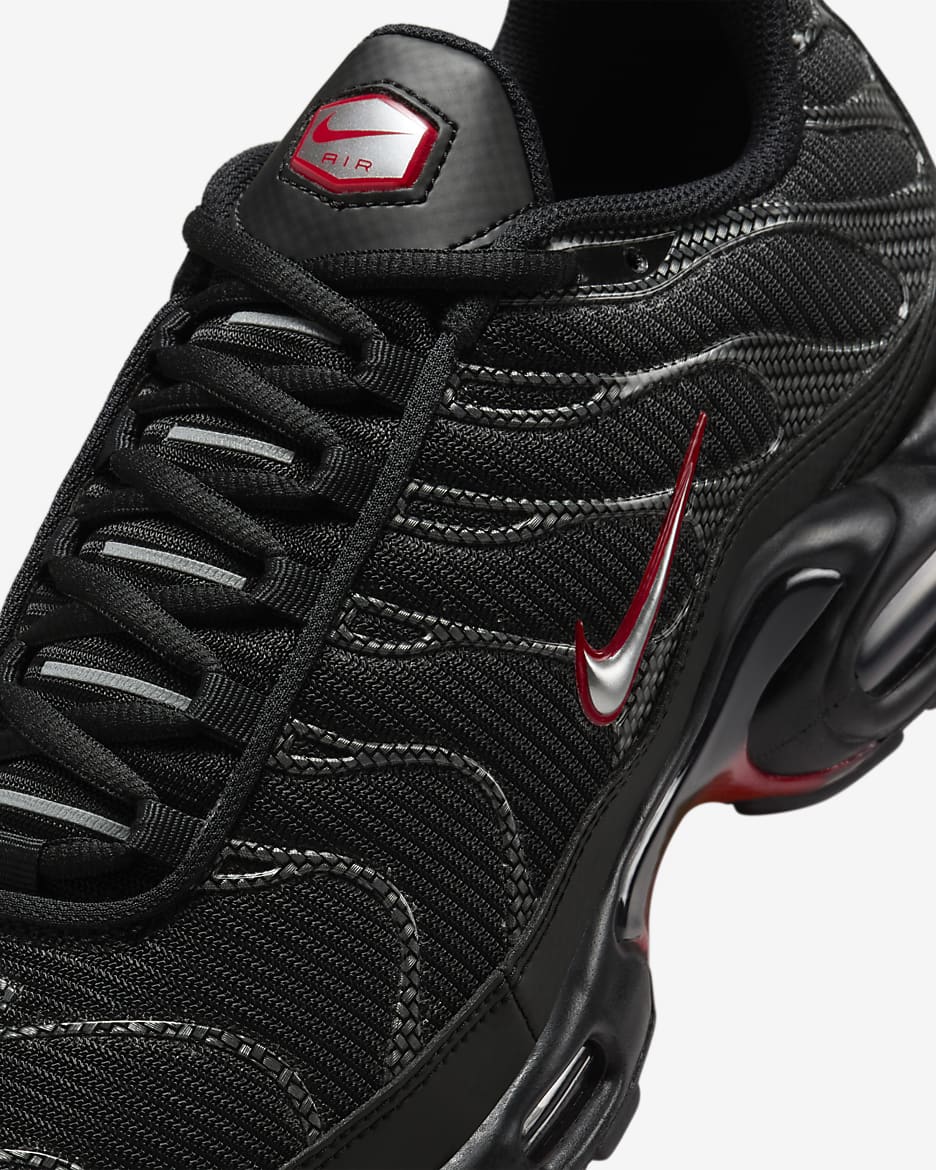 Nike Air Max Plus herenschoenen - Zwart/University Red/Metallic Silver