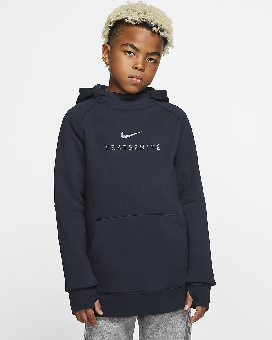 FFF Older Kids' Fleece Pullover Football Hoodie - Dark Obsidian/Dark Obsidian